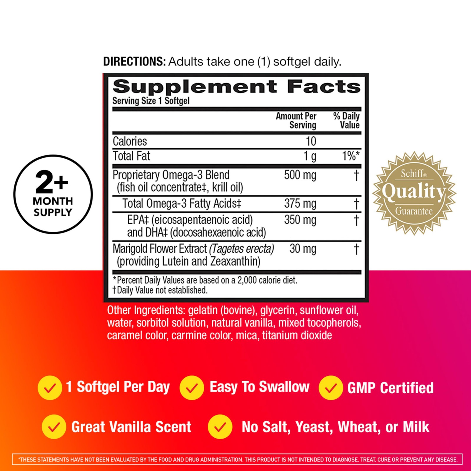 Megared Omega-3 Blend Total 500Mg Softgels 65 Count In A Bottle Easily Absorbed