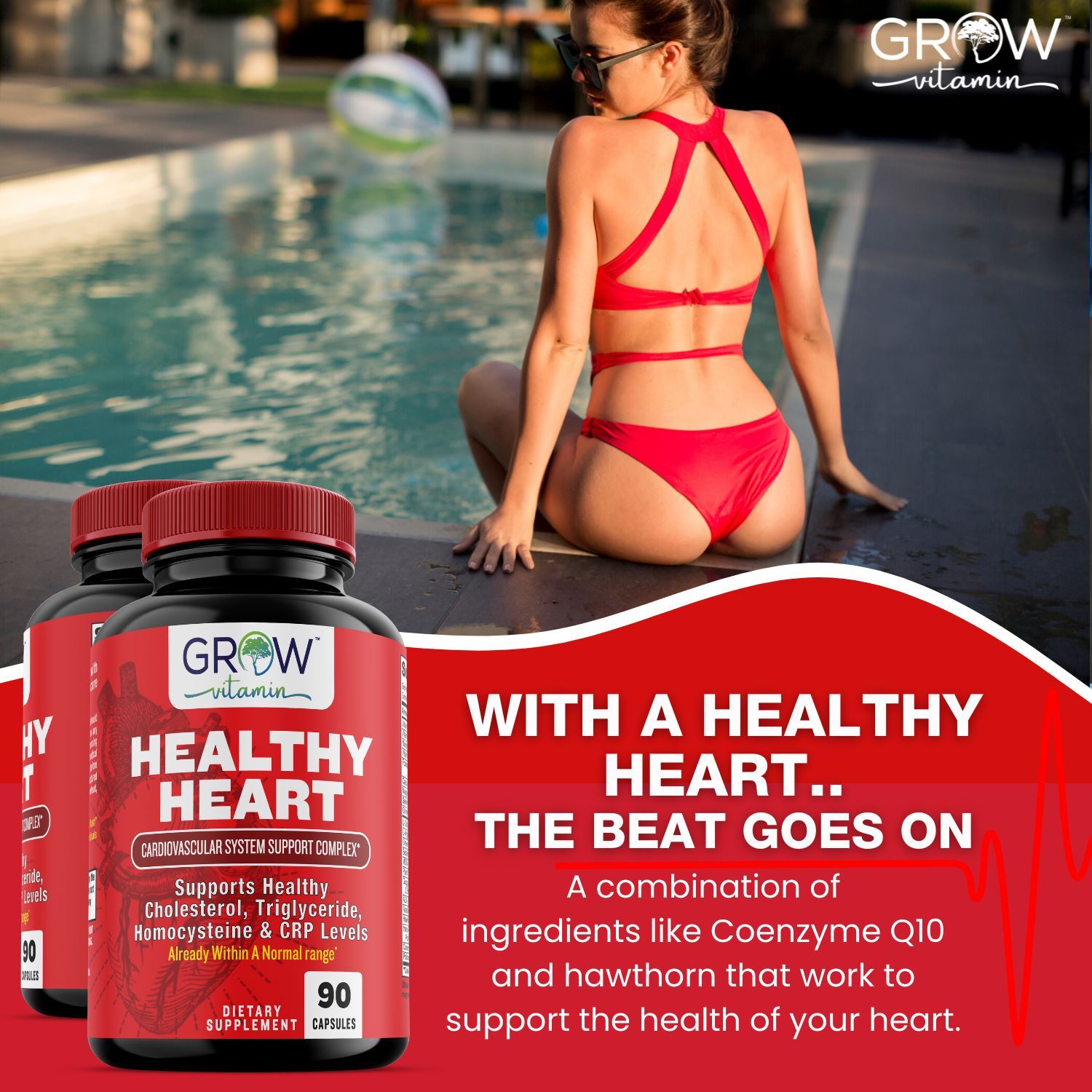 Grow Vitamin Healthy Heart, Cardiovascular Complete Support 3 in 1