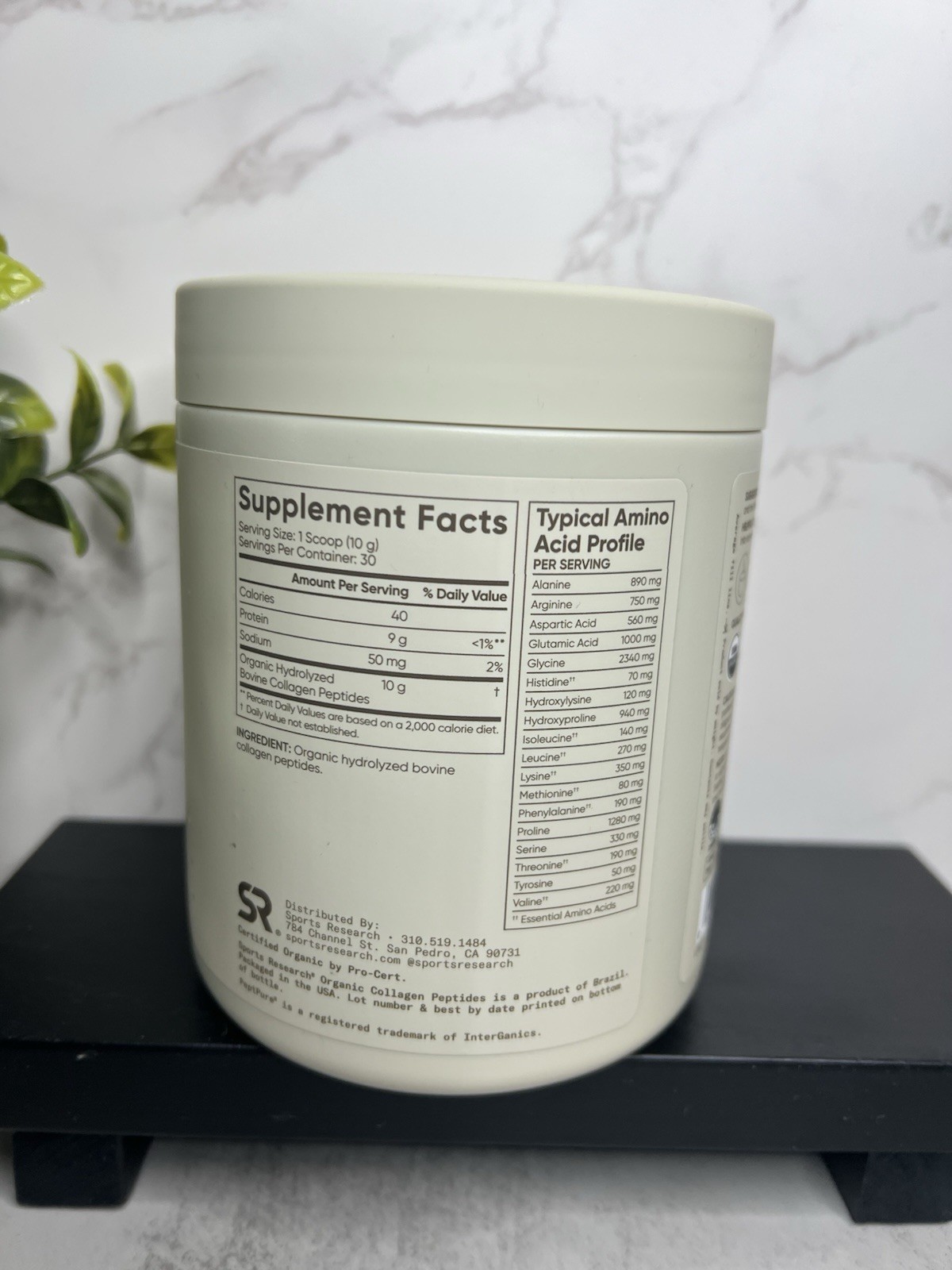 Sports Research Organic Collagen Peptides Powder Unflavored 10.58 oz Exp 05/2027