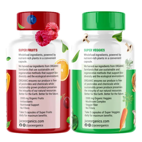 Terra Kai Juice Super Fruits Super Veggies Organic Capsules 240 count Exp-08/27