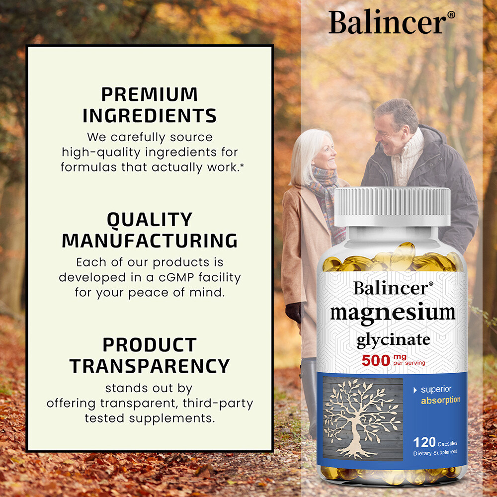 Magnesium Glycinate Capsules500mg-Promotes bone and muscle health, sleep support