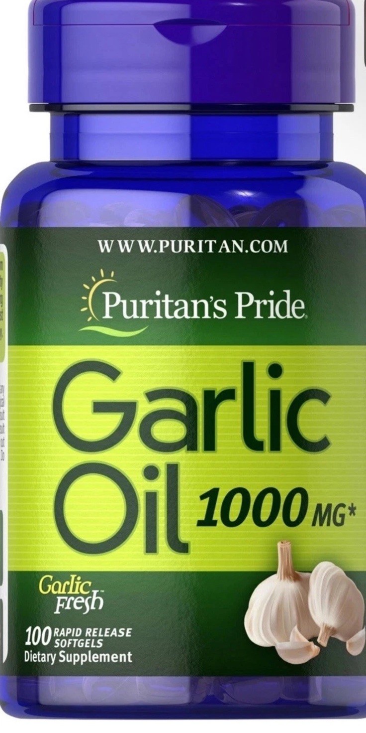 Puritan’s Pride Garlic Oil 1000mg 100 Softgels No Artificial Color Flavor
