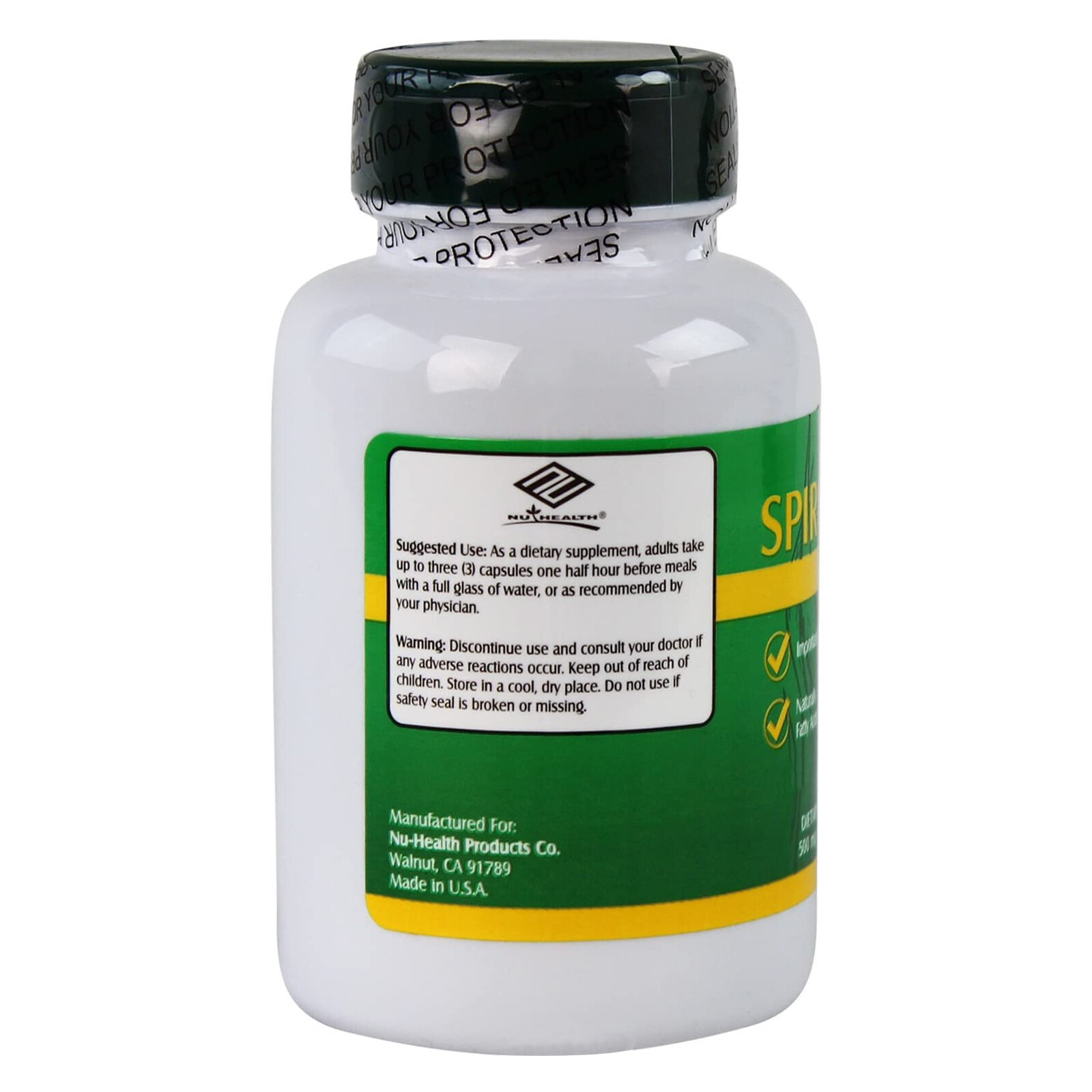 Spirulina Vegetarian Protein 500 mg 100 Capsules