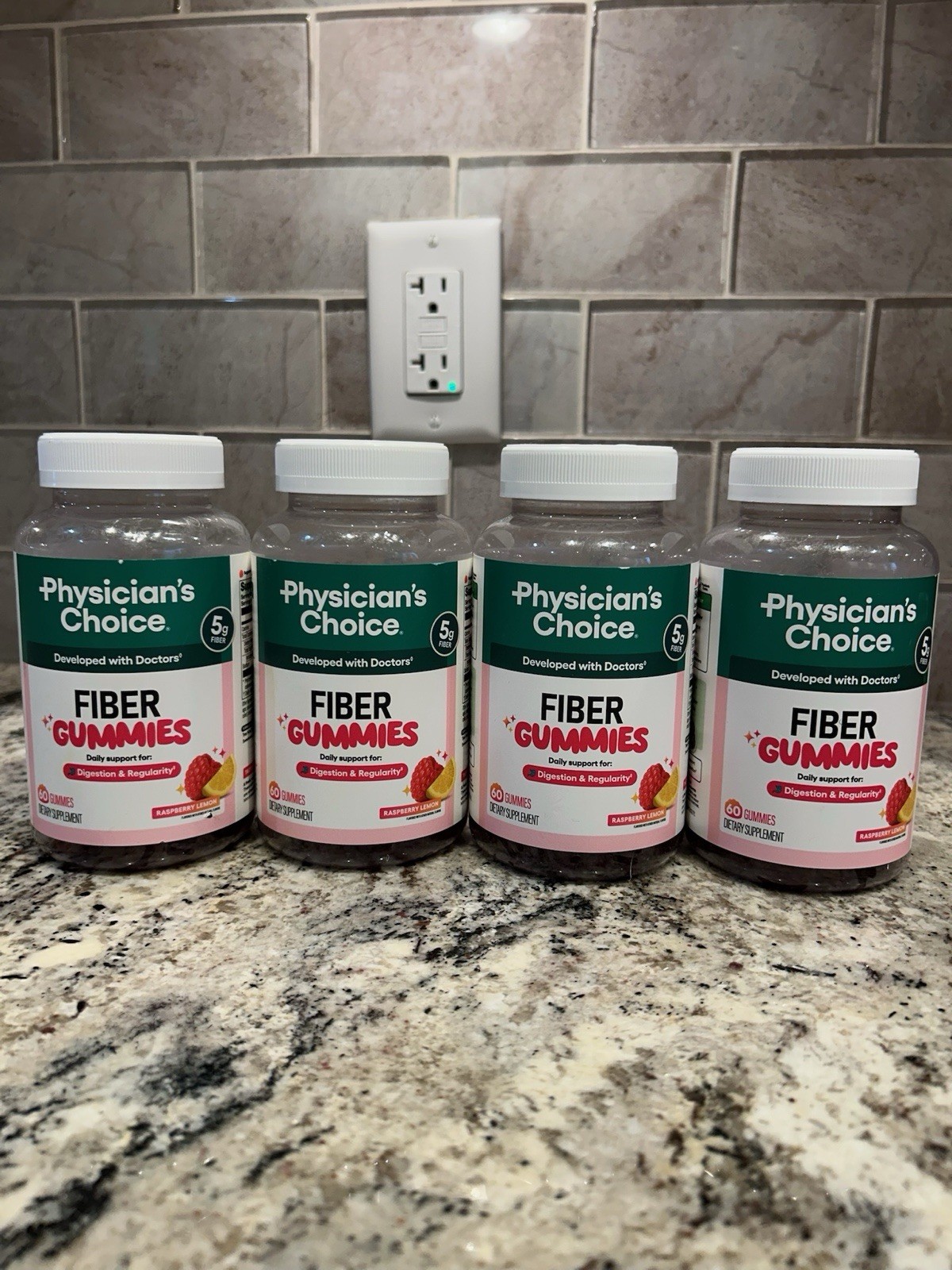 Physician’s Choice Fiber Gummies Raspberry Lemon No Sugar Added Digestion 4 PACK