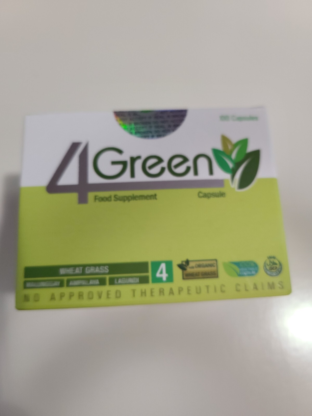 4 Green Organic Wheat Grass Food Supplement 100 Capsule by JC Premiere