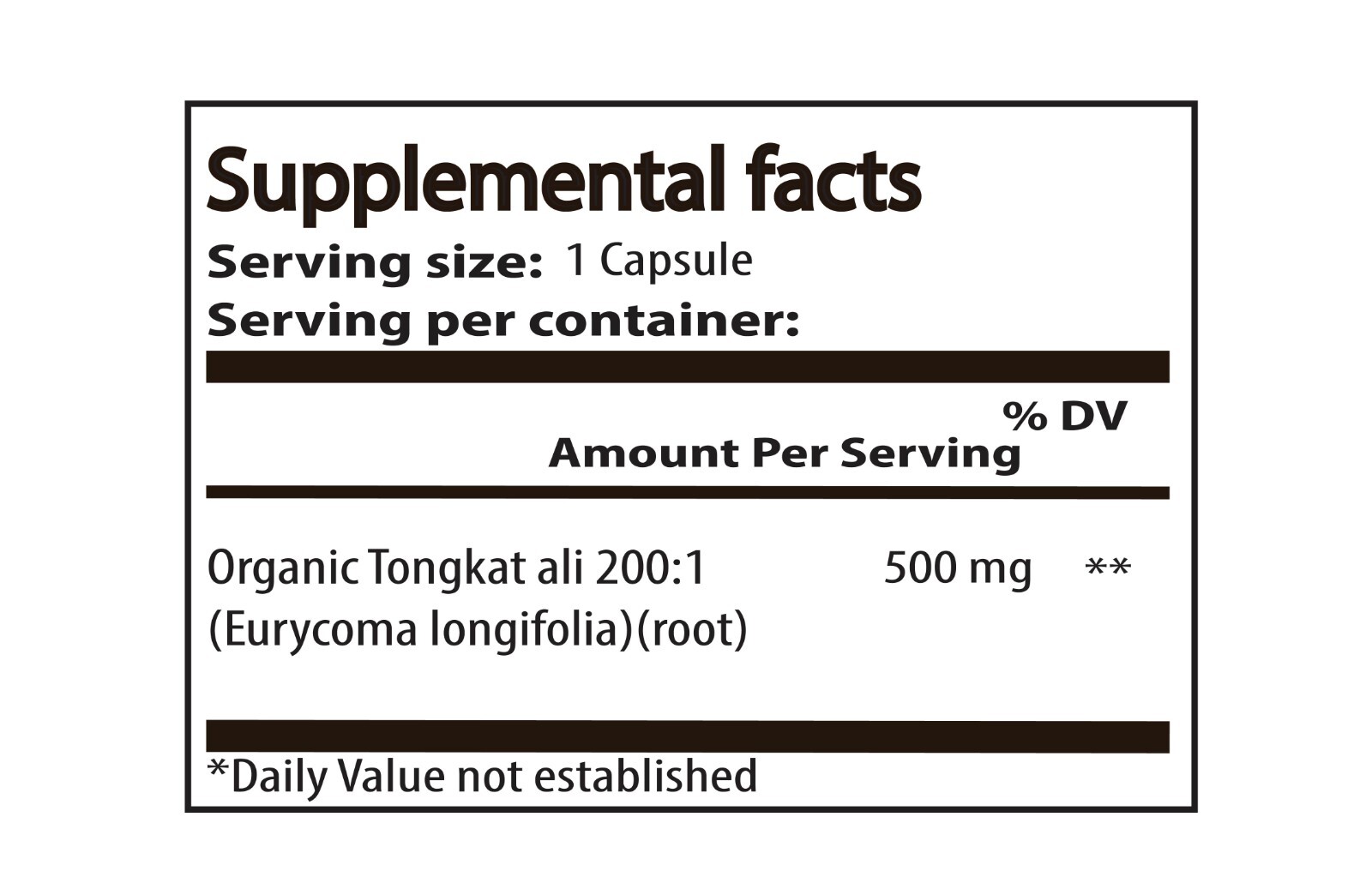 Tongkat Al LONGJACK GRADE A STRONGEST ROOT EXTRACT 200:1 (500 capsules) USA