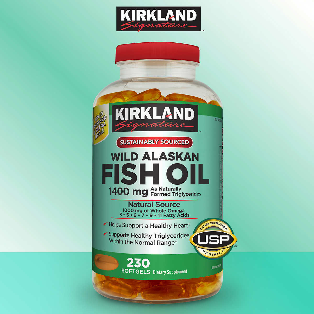 Kirkland Signature Wild Alaskan Fish Oil Omega-3 Fatty Acids 1400mg 230 Softgels
