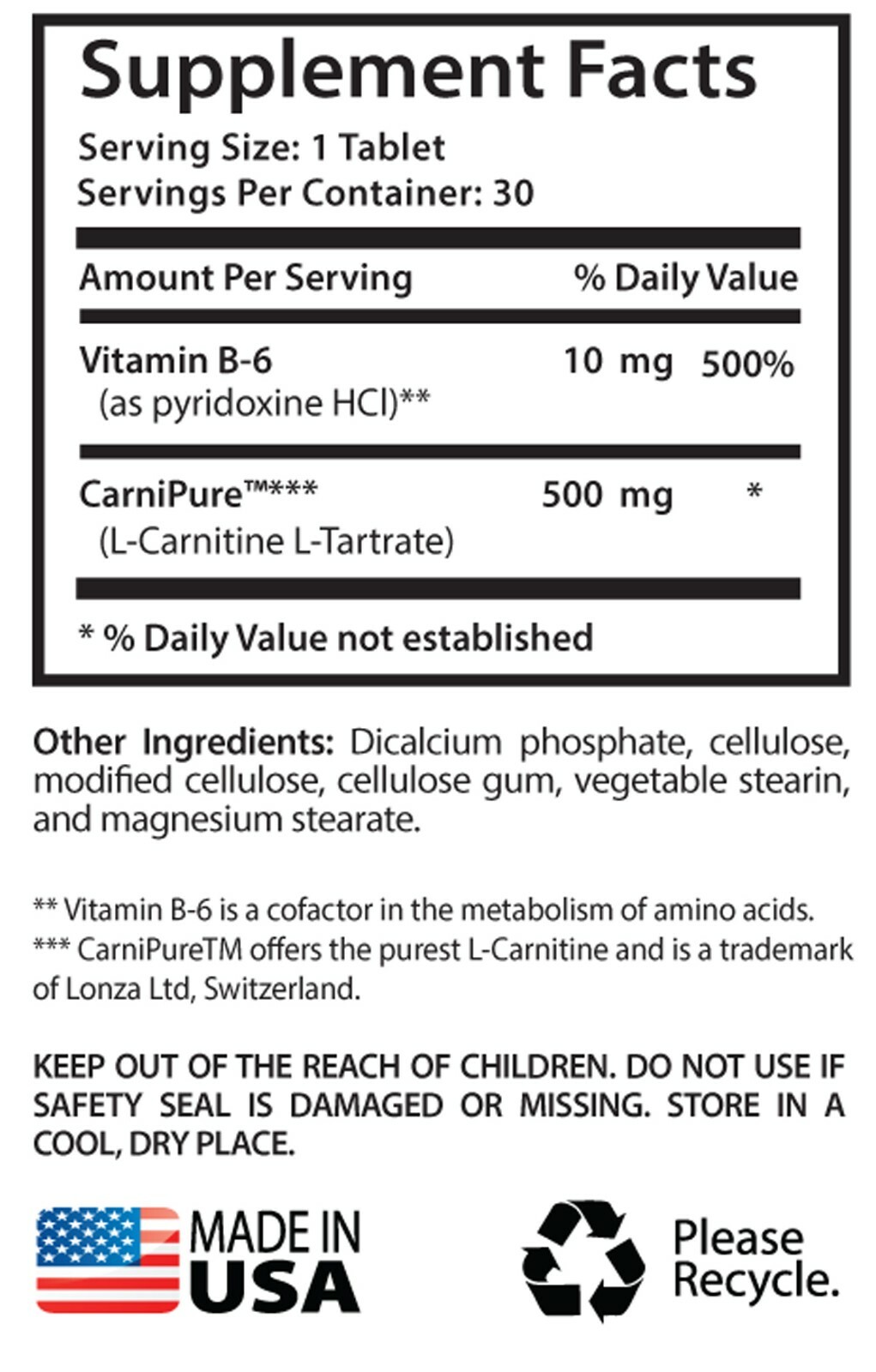 brain and memory booster – L-Carnitine 500mg – dietary supplement 1B