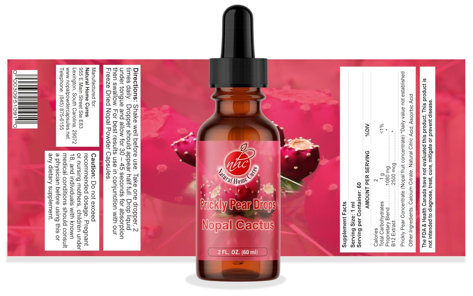 Natural Home Cures Prickly Pear Drops, Concentrated Nopal 2 Fl Oz (Pack of 1)
