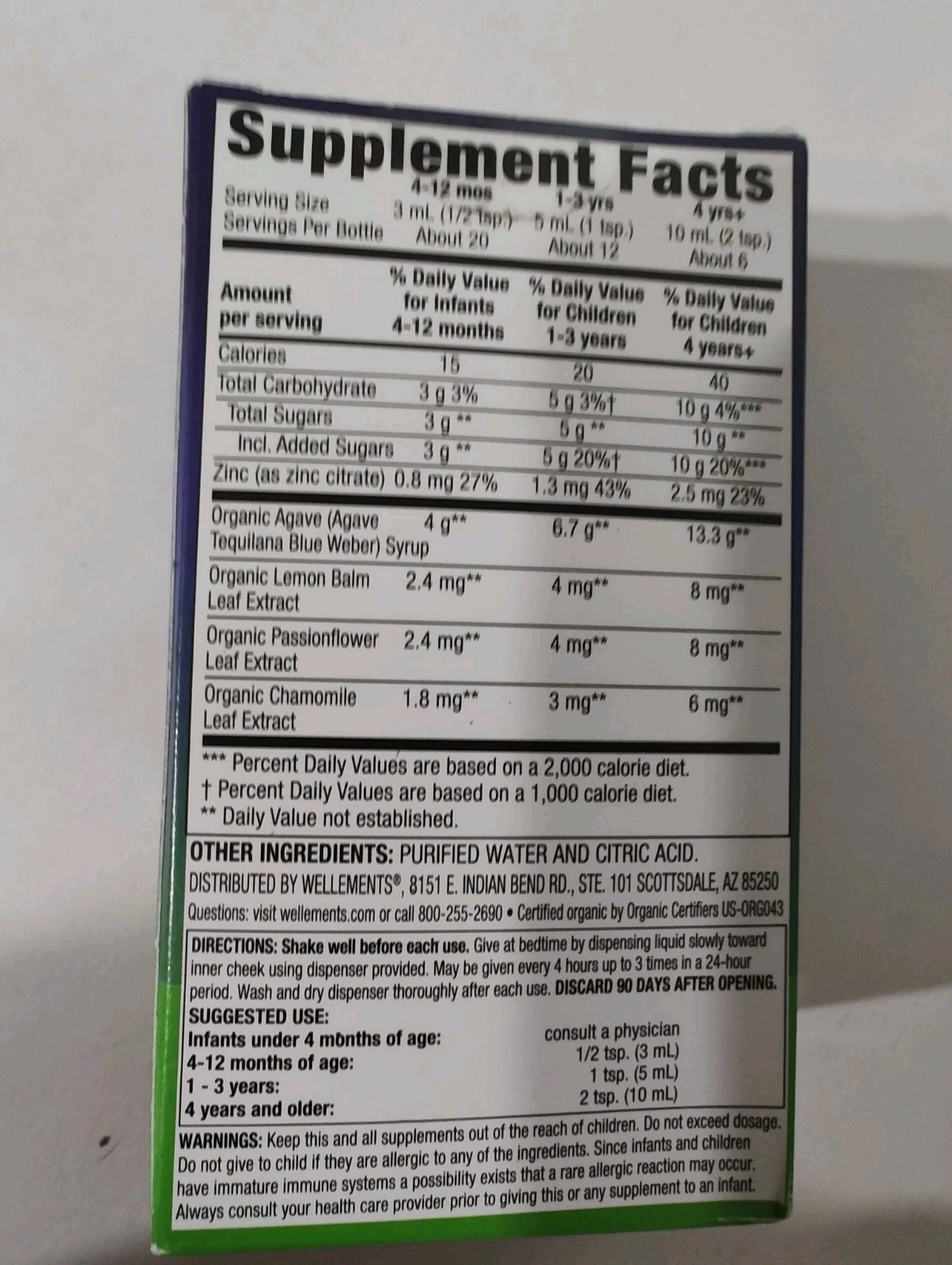 2 Wellements Organic Nighttime Baby Cough Syrup 2oz EXP 1/27