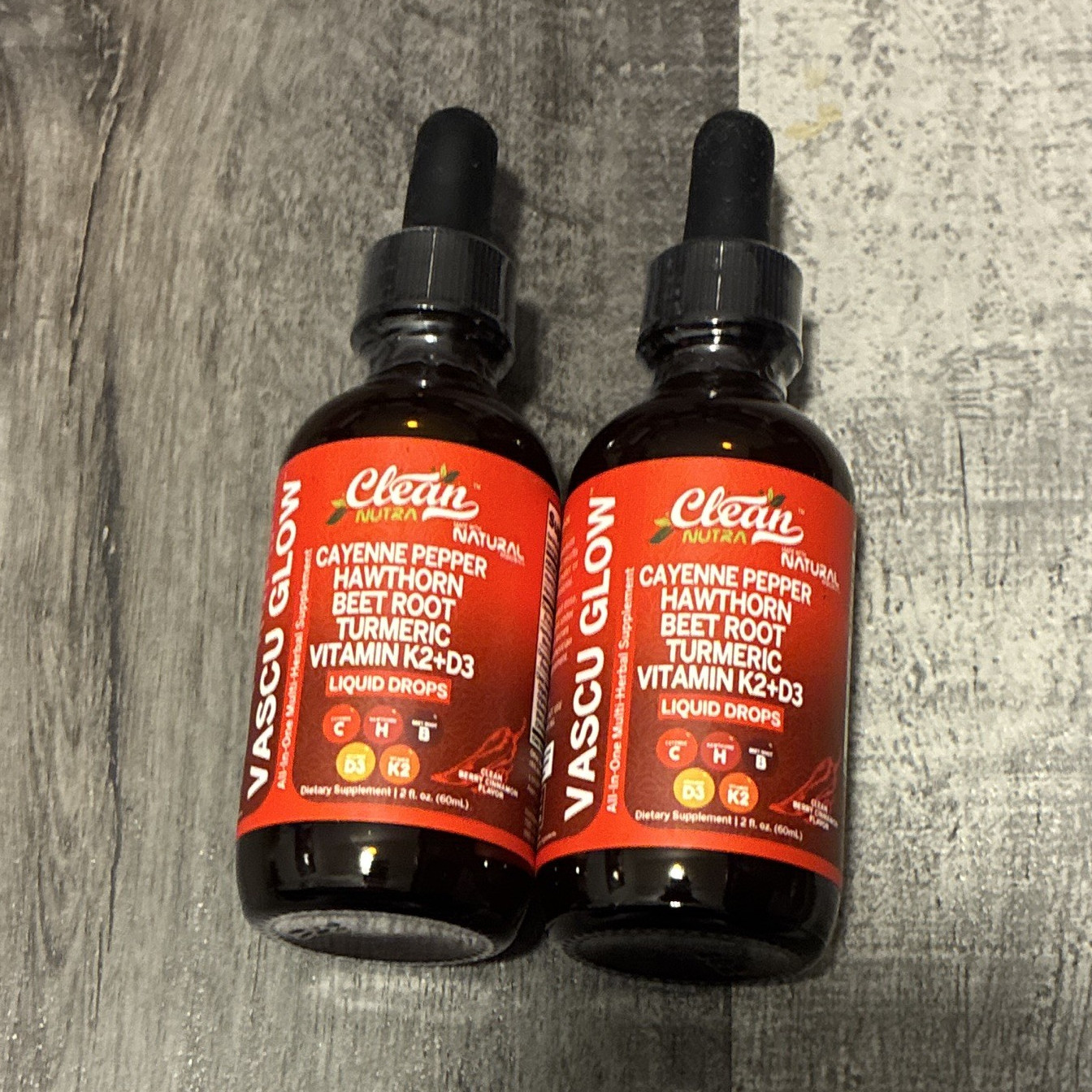 Clean Nutra Vascu Glow Liquid Drops 2 fl oz Cayenne Hawthorn Beet Turmeric