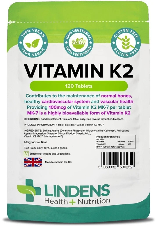 Lindens Vitamin K2 100mcg 4-PACK 480 Vegan Tablets Menaquinon Mk-5