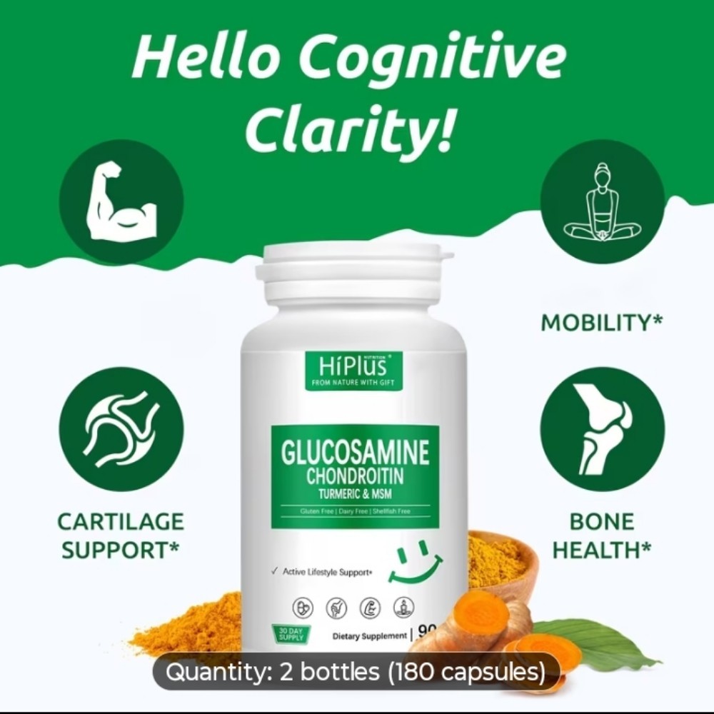 HiPlus Glucosamine Chondroitin MSM Turmeric 1 Bottle 90 capsules 1 month