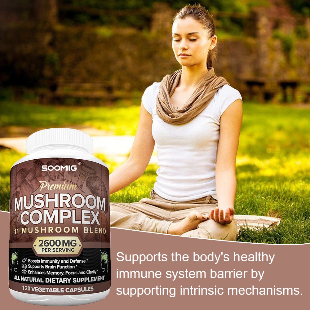 Mushroom Complex 120 Capsules Improve Memory Immune Focus Health Brain Support