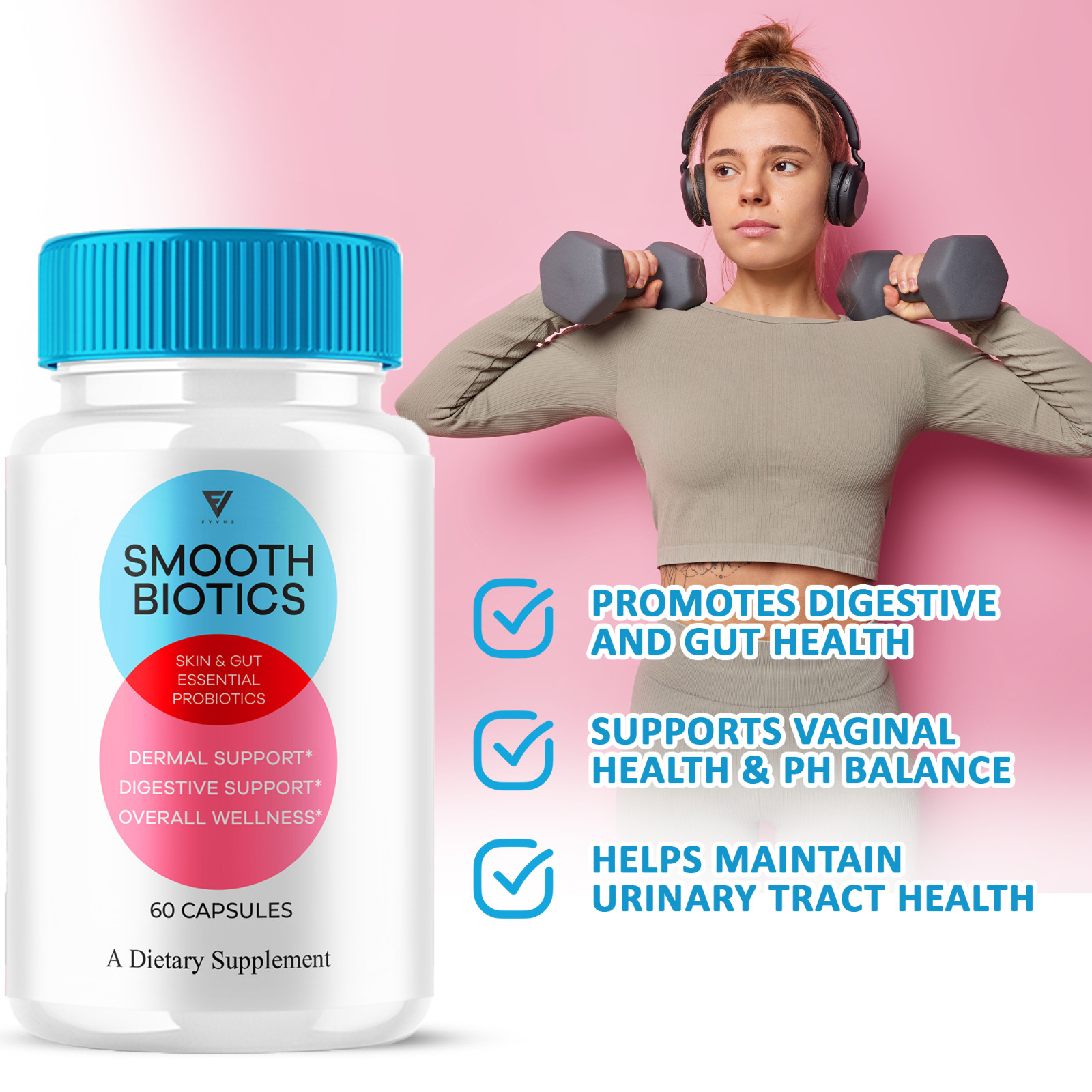 (2 Pack) Smooth Biotics Probiotic Supplement SmoothBiotics Pills (120 Capsules)