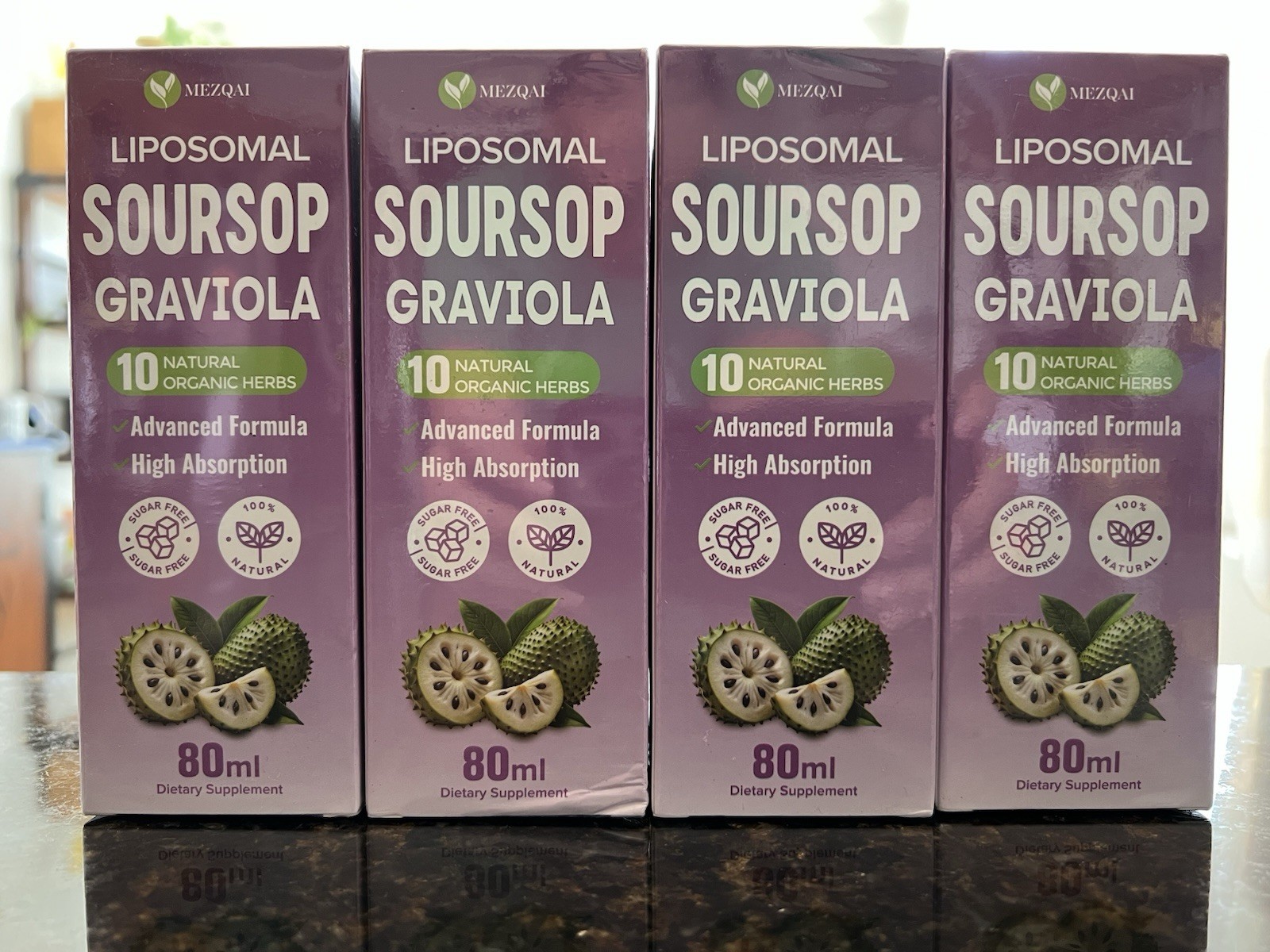 Lot of 4 Mezqai Liposomal Soursop Graviola Dietary Supplement (80mL) – Sealed