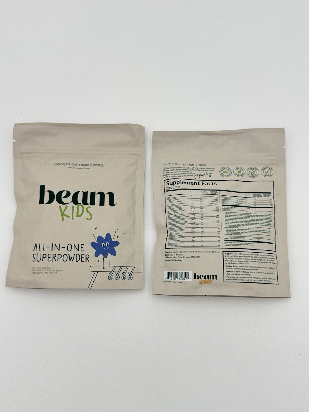 Beam Kids Superpowder Supplement Powder Chocolate Chip Cookie 5.4oz 3pc Vitamin