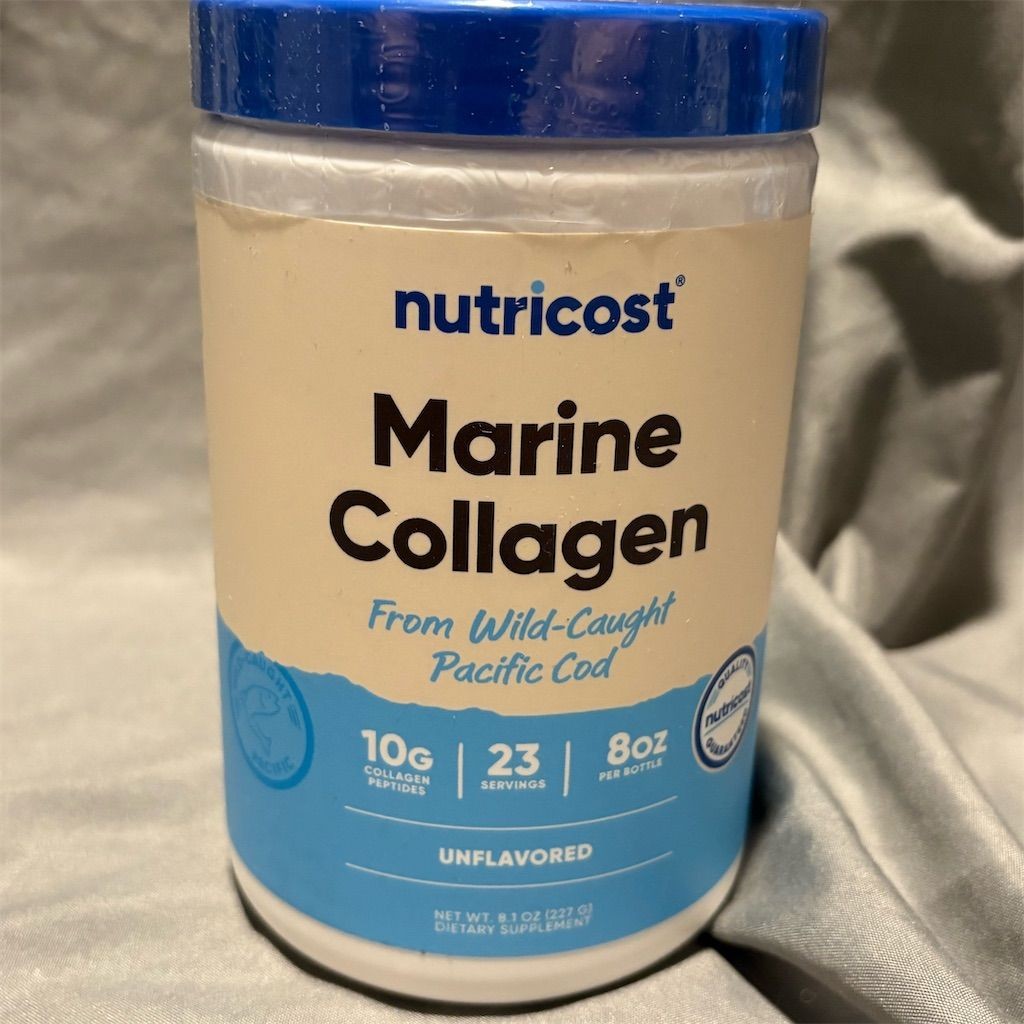 Nutricost Marine Collagen Powder 8oz Unflavored 23 Servings Non-GMO exp 10/27