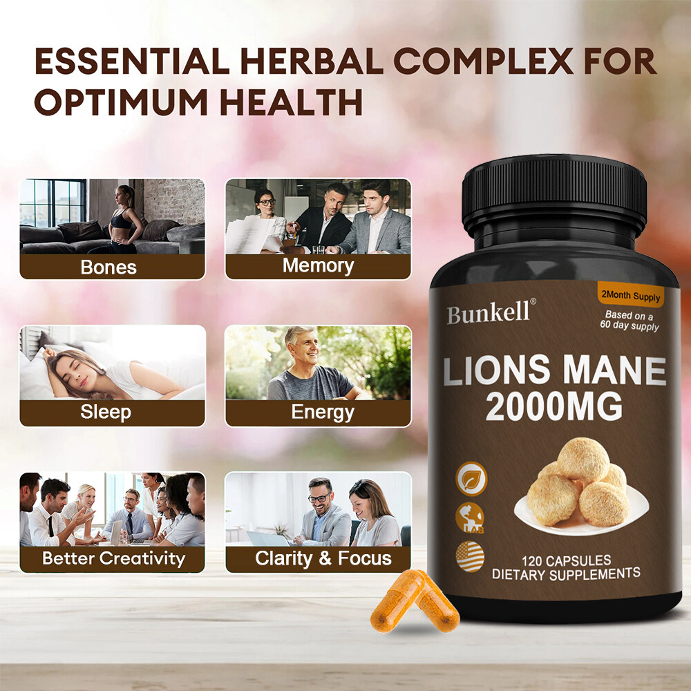 Organic Lion’s Mane Mushroom 2000mg – Cognitive, Memory, Stress, Mood Support