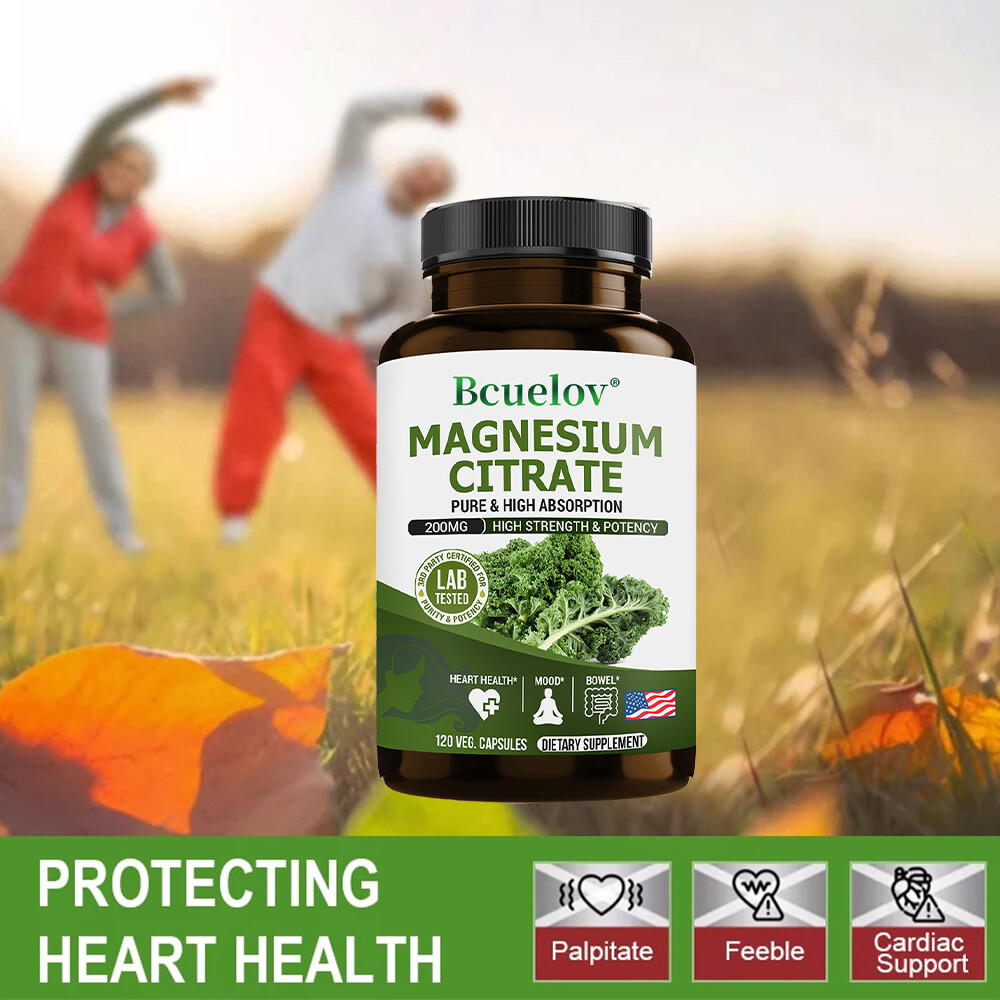 Magnesium Citrate 200mg Supplement Vegetarian/Gluten Free/Non-GMO