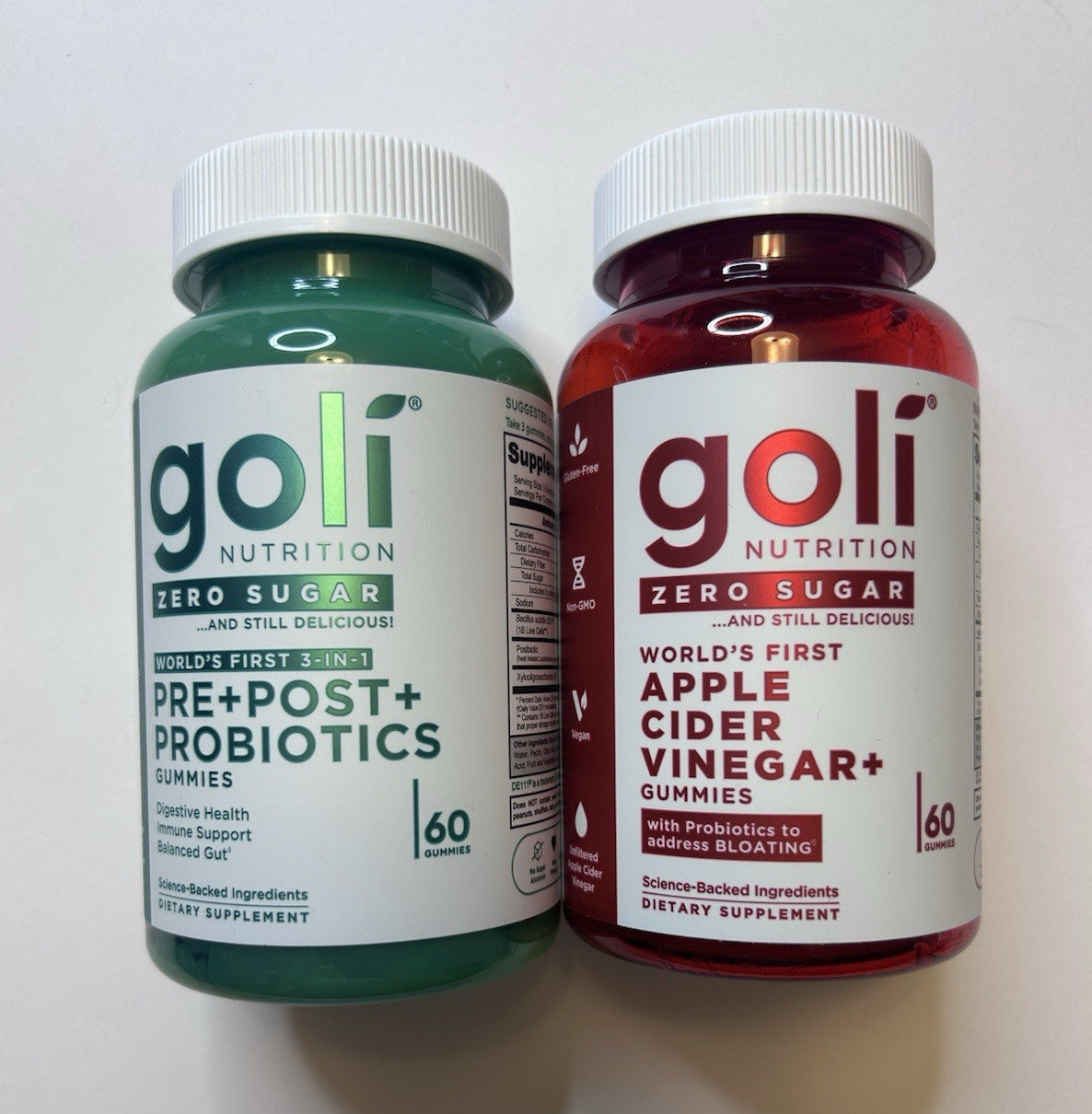 Goli Nutrition Zero Sugar Vegan Apple Cider Vinegar + Probiotics Gummies 60 Ct