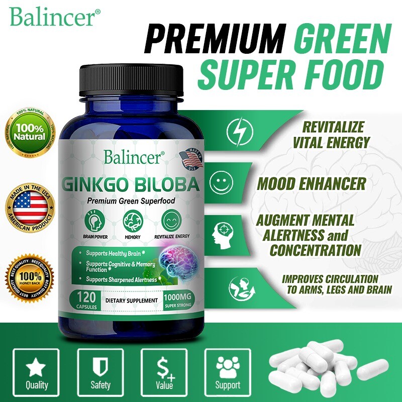 Balincer Ginkgo Biloba Extract 1000mg, 30 To 120 Caps – Gluten Free & Non-GMO