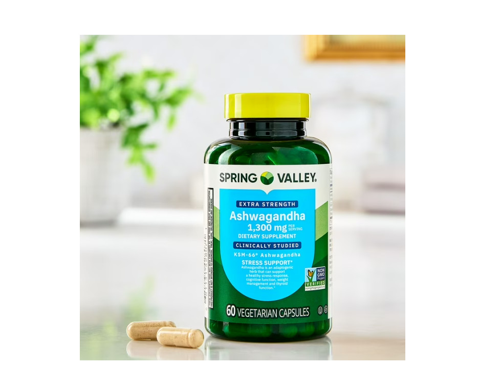 2 PACK Spring Valley Extra Strength Ashwagandha Vegetarian Capsules, 1300 mg
