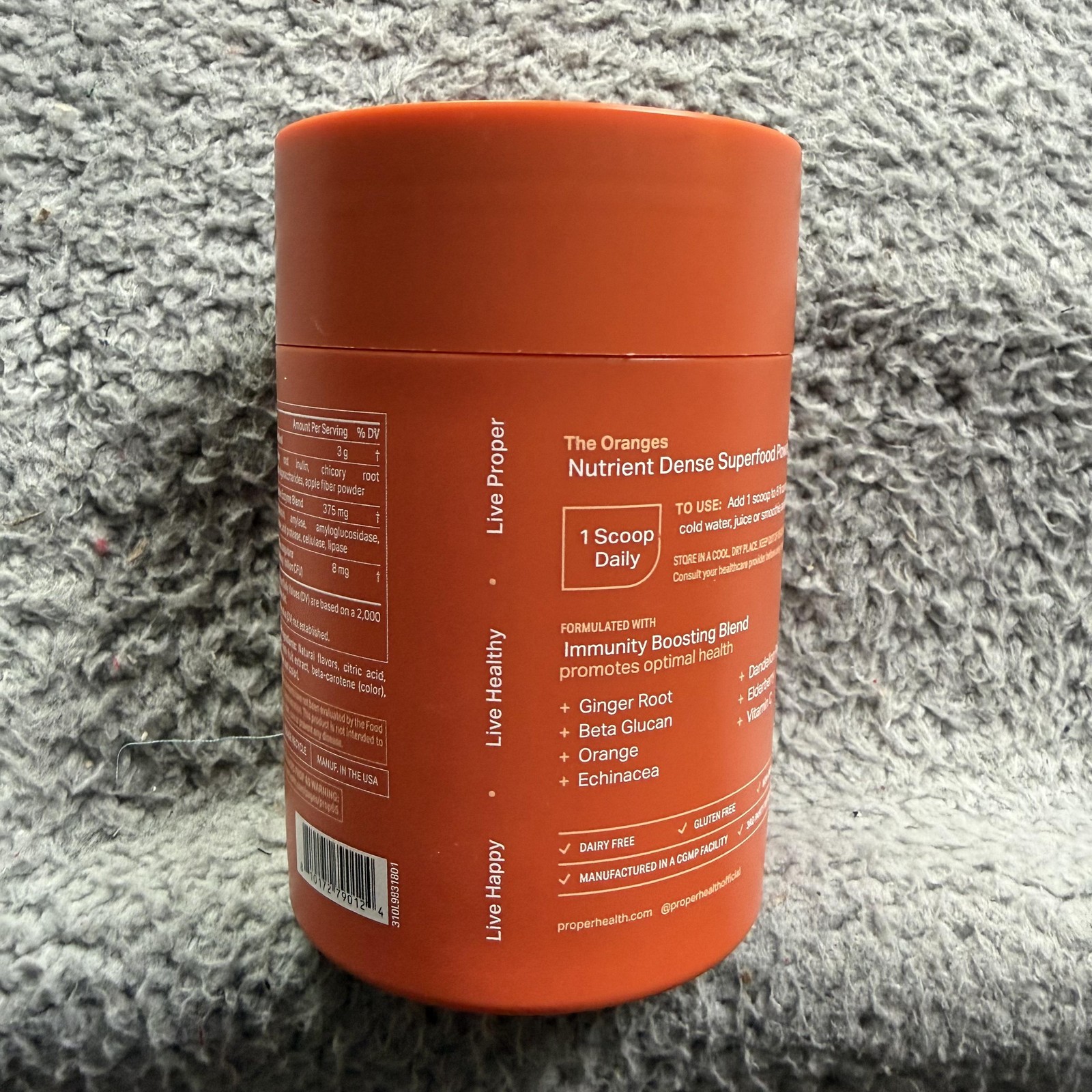 Proper Immune Support Superfood Powder 30 Servings Orange Tangerine Gluten Free