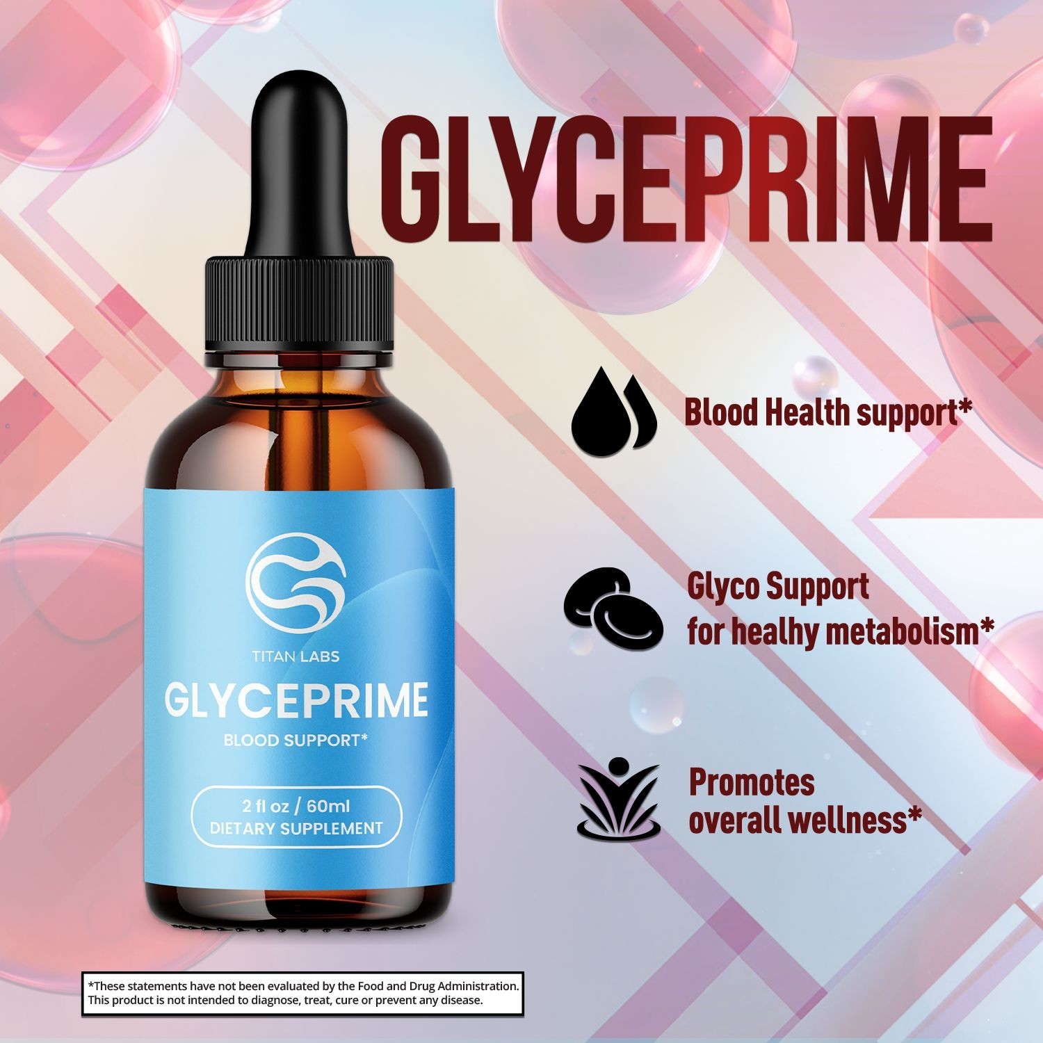 (1 Pack) Glyceprime Blood Health Support Drops Glyce Prime Vitamin 30 Servings