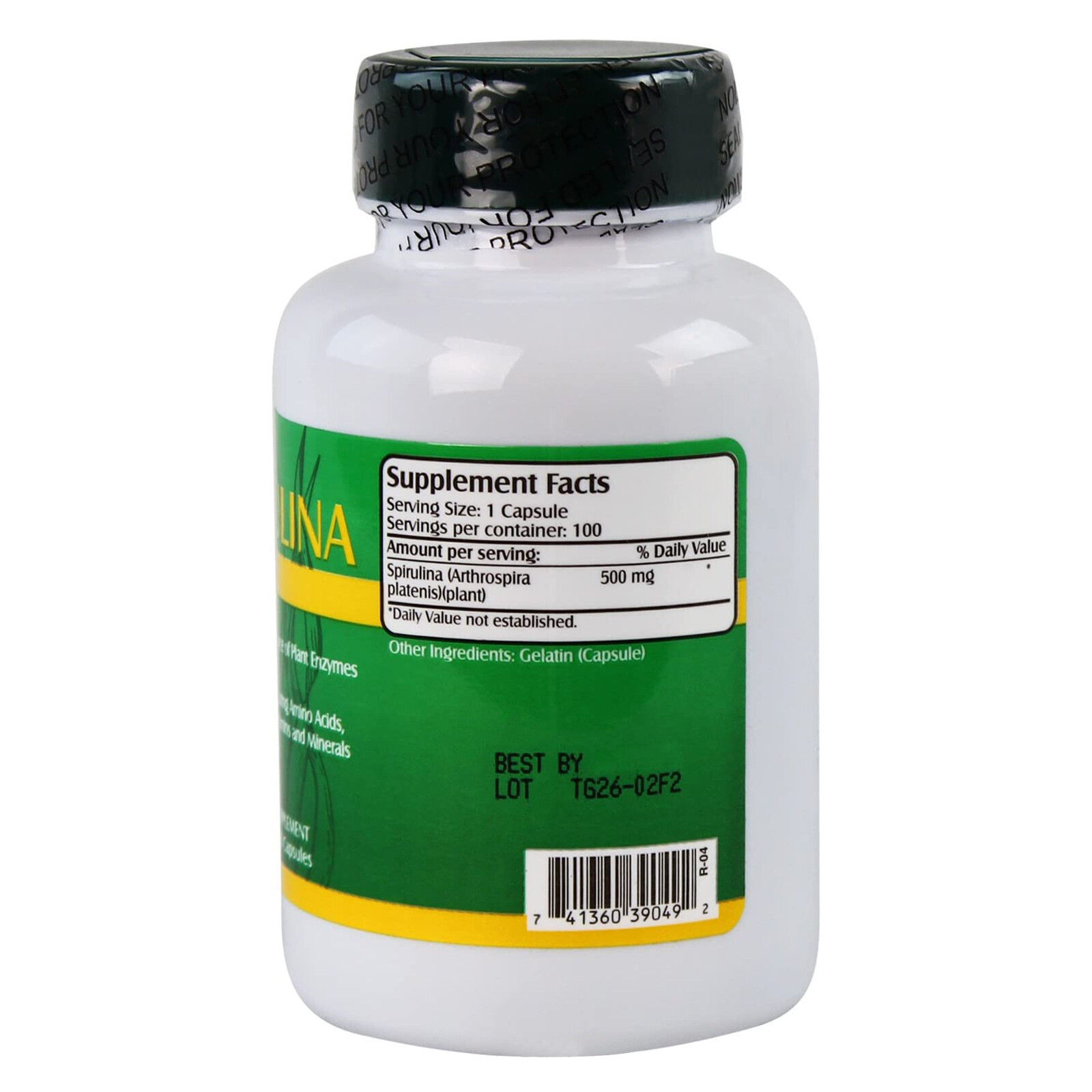 Spirulina Vegetarian Protein 500 mg 100 Capsules