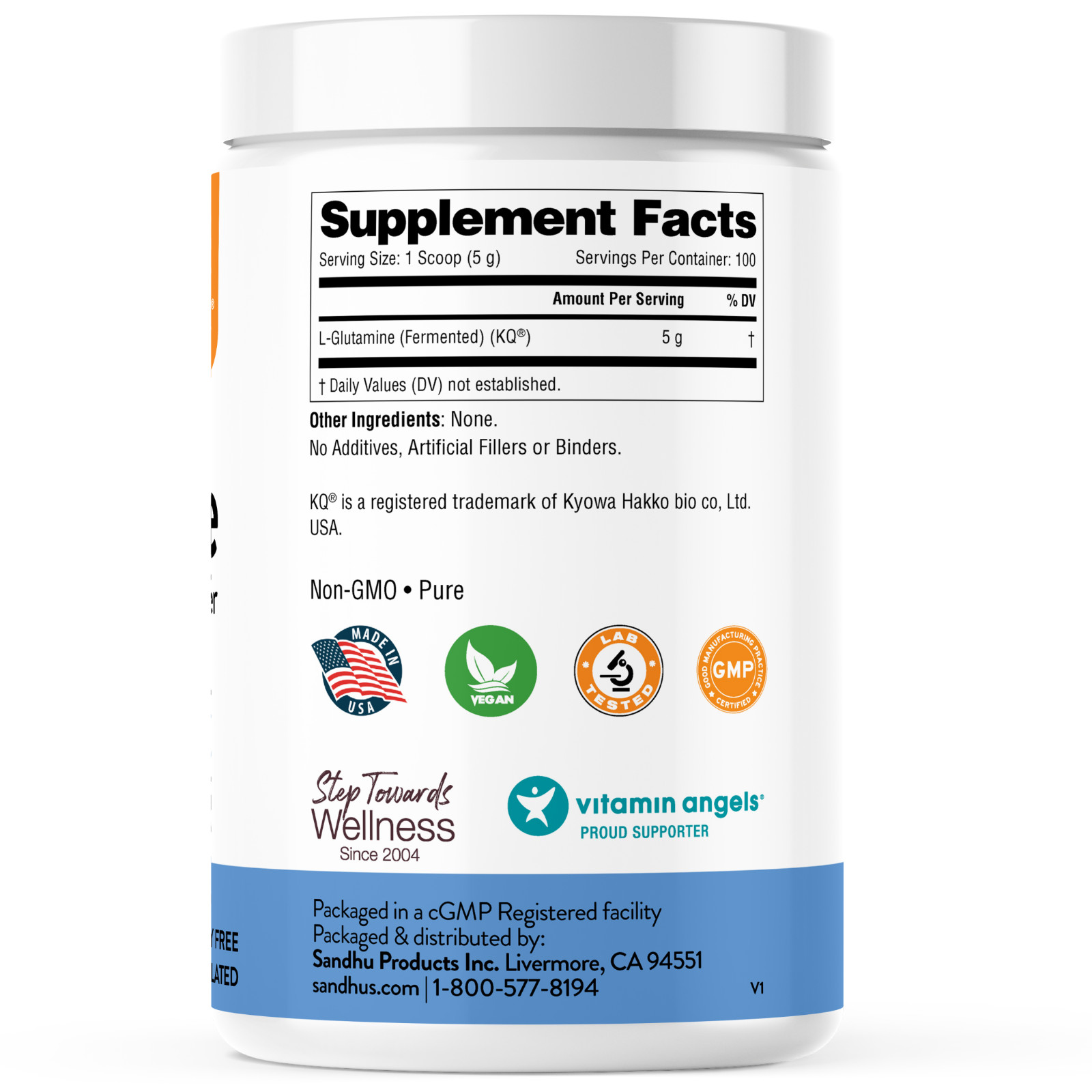 Sandhus Pure L-Glutamine Powder Made in USA, 500G- 100 Servings Non GMO