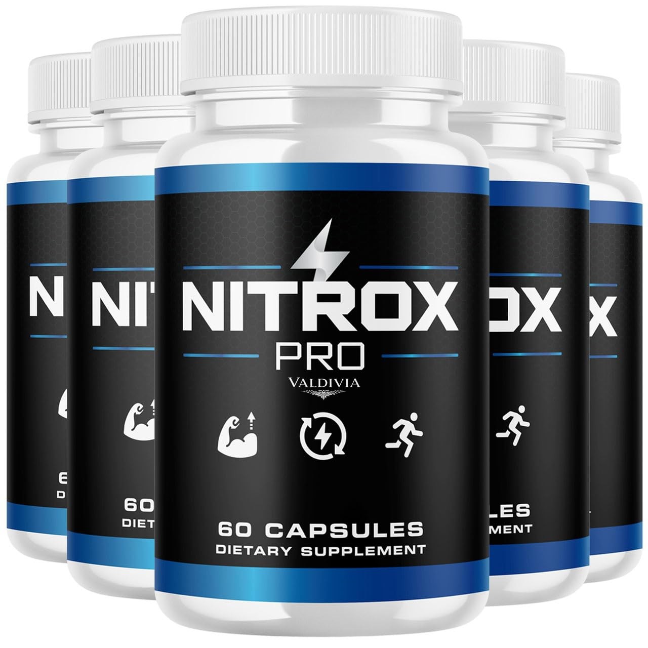 NitroxPro Nitric Oxide Blood Flow Support Supplement Capsules 5 Pack 300Ct
