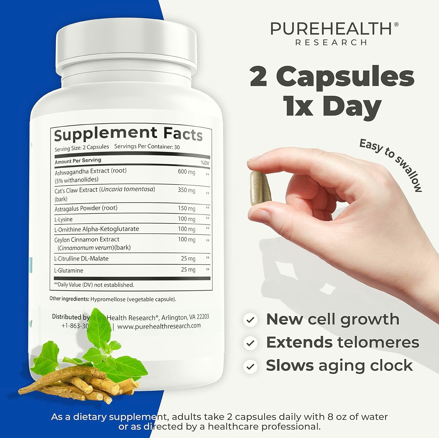 Youth Switch Anti Aging Supplement with Ashwagandha Extract, PureHealth Research