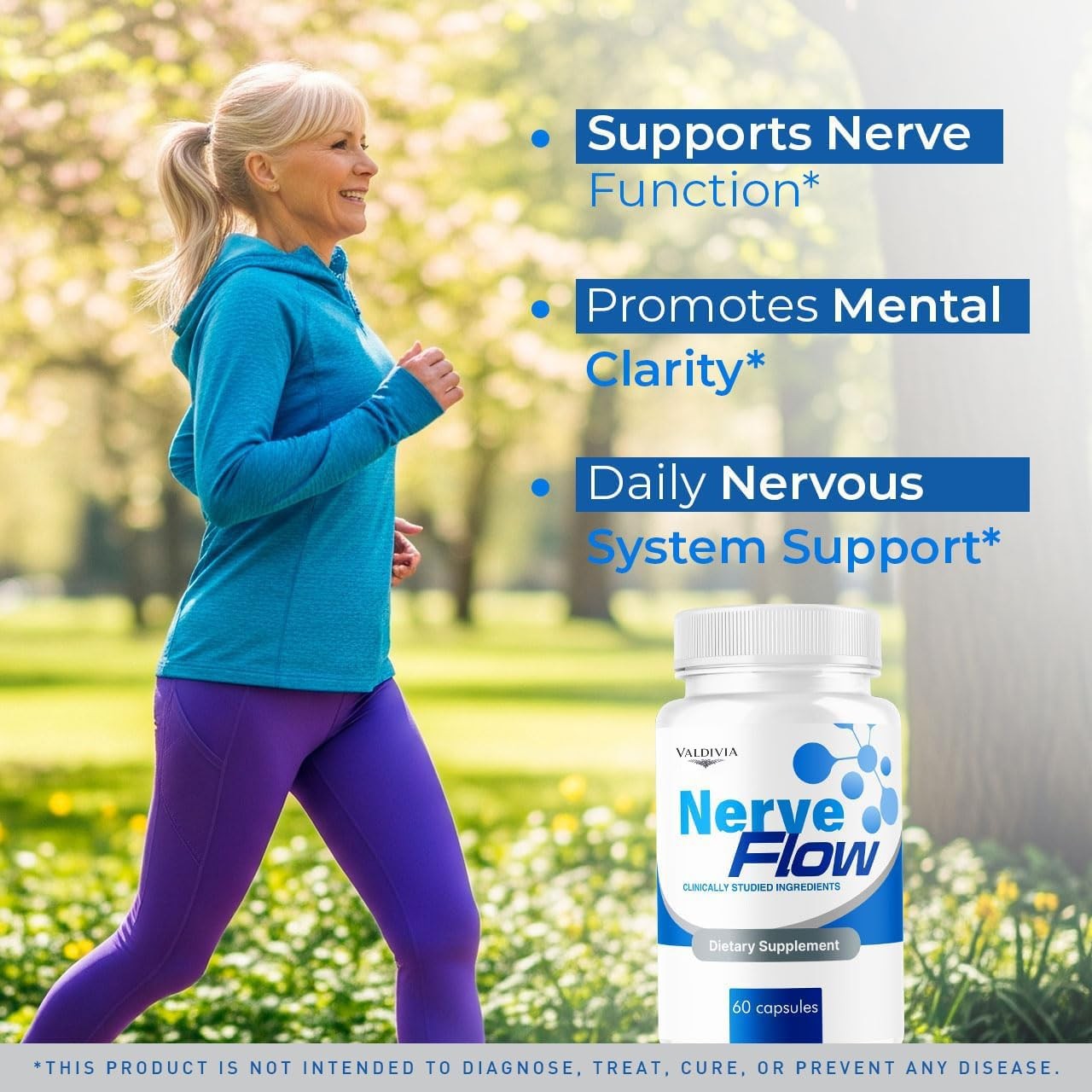 Valdivia NerveFlow 120 Capsules 2 Pack Nerve Support Supplement Made in USA