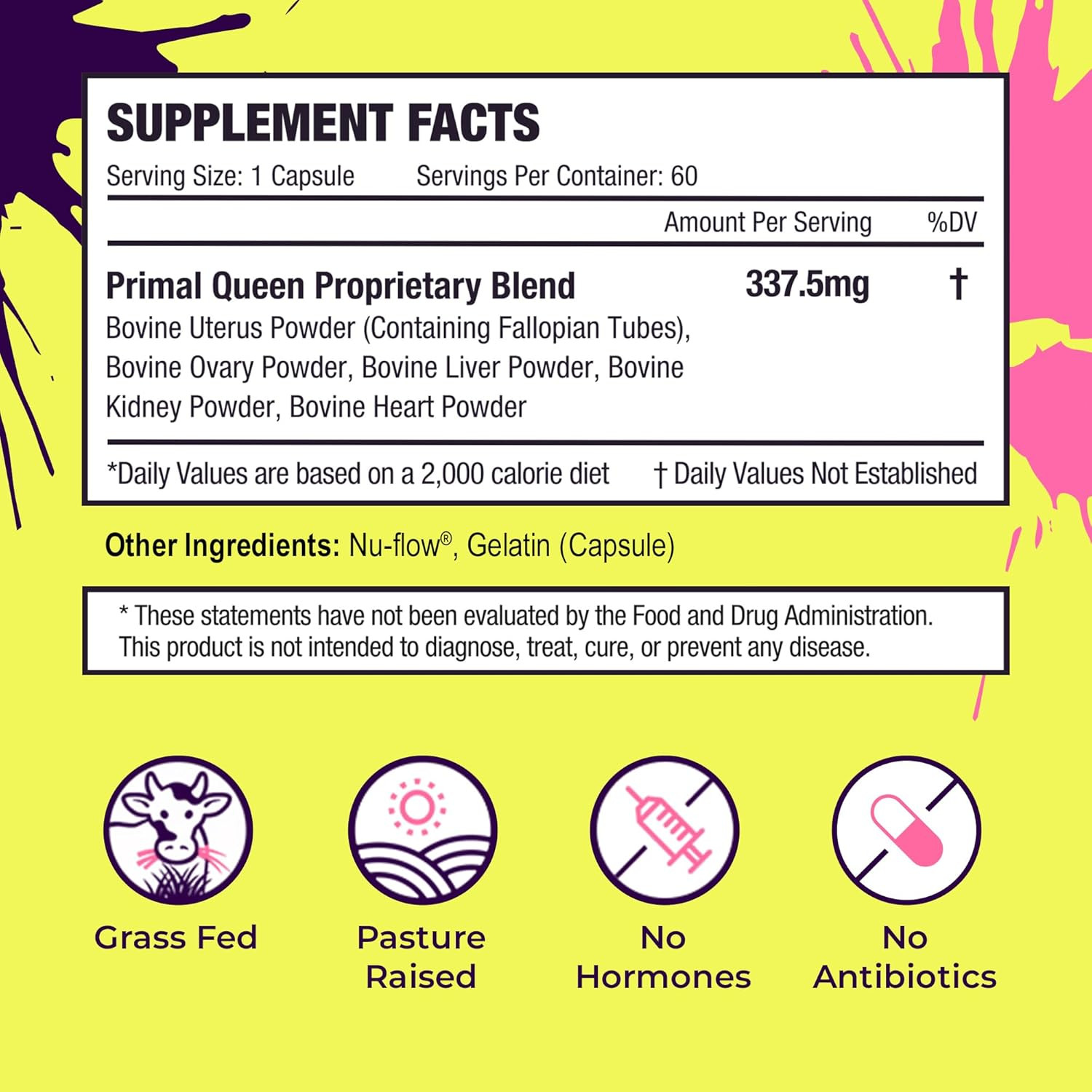 Primal Queen Beef Organ 3-Pk – 6 Organs Hormone & Energy – 90D