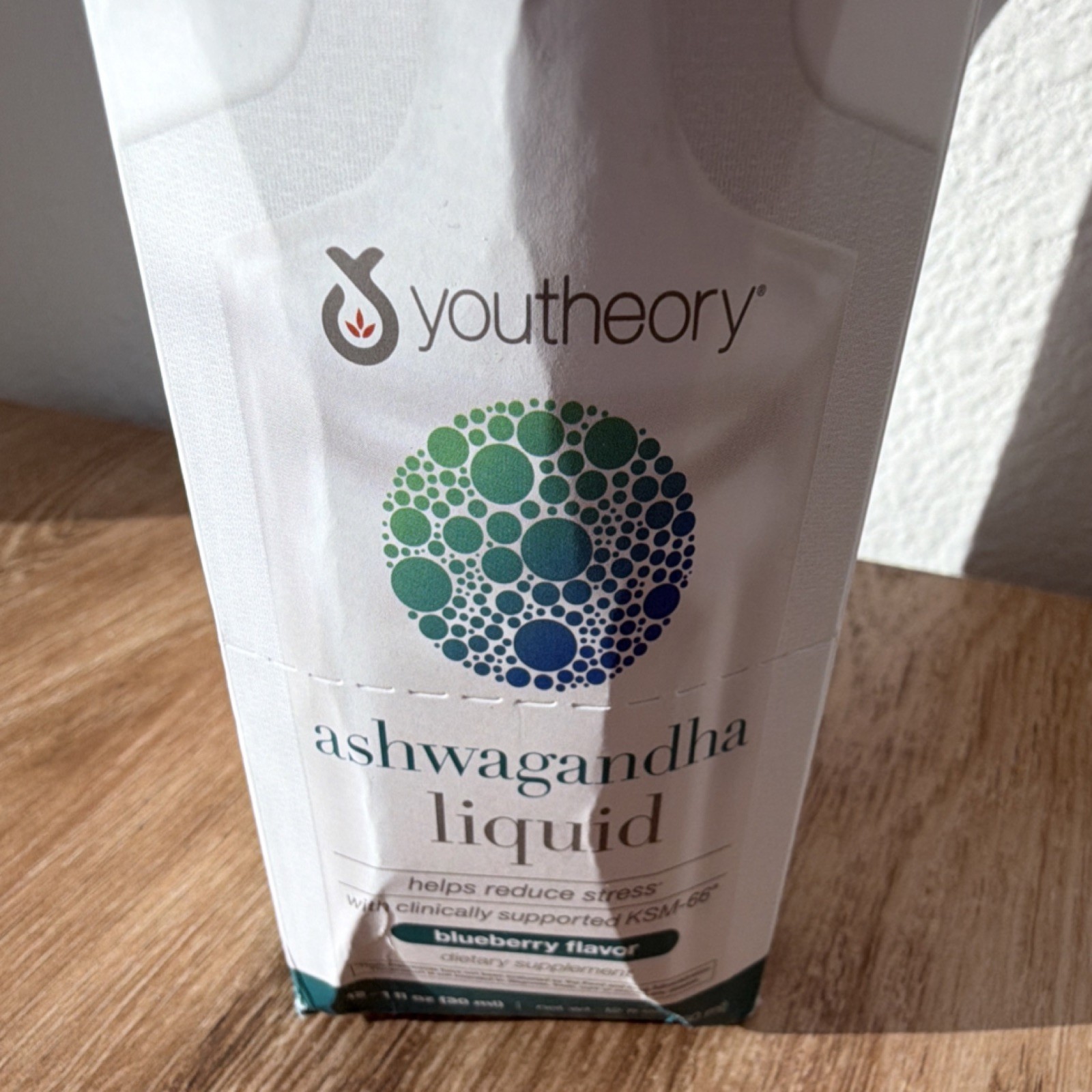Youtheory Ashwagandha Liquid Blueberry Dairy Soy Gluten Free Natural 12 Packets