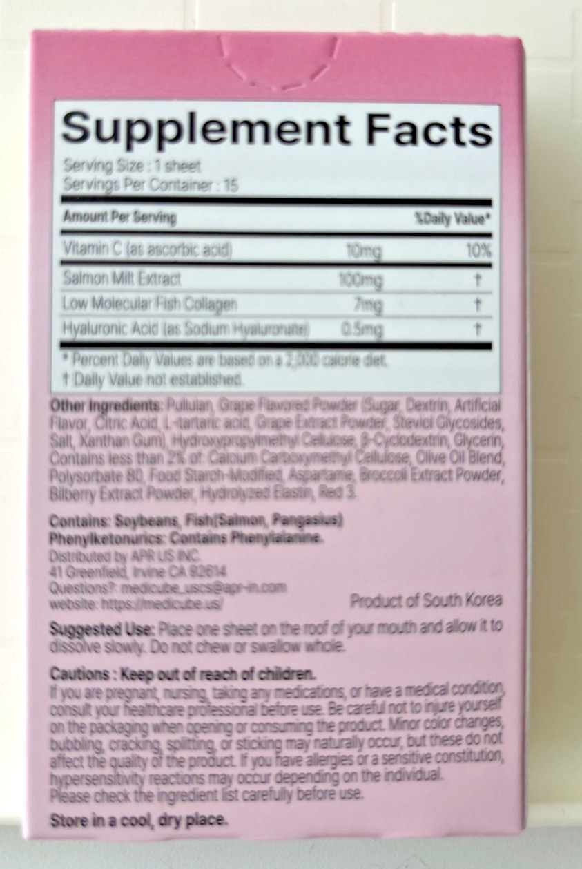 medicube Beauty Film Salmon-derived DNA extract ~ Green Grape 15 Sheets Exp 2028