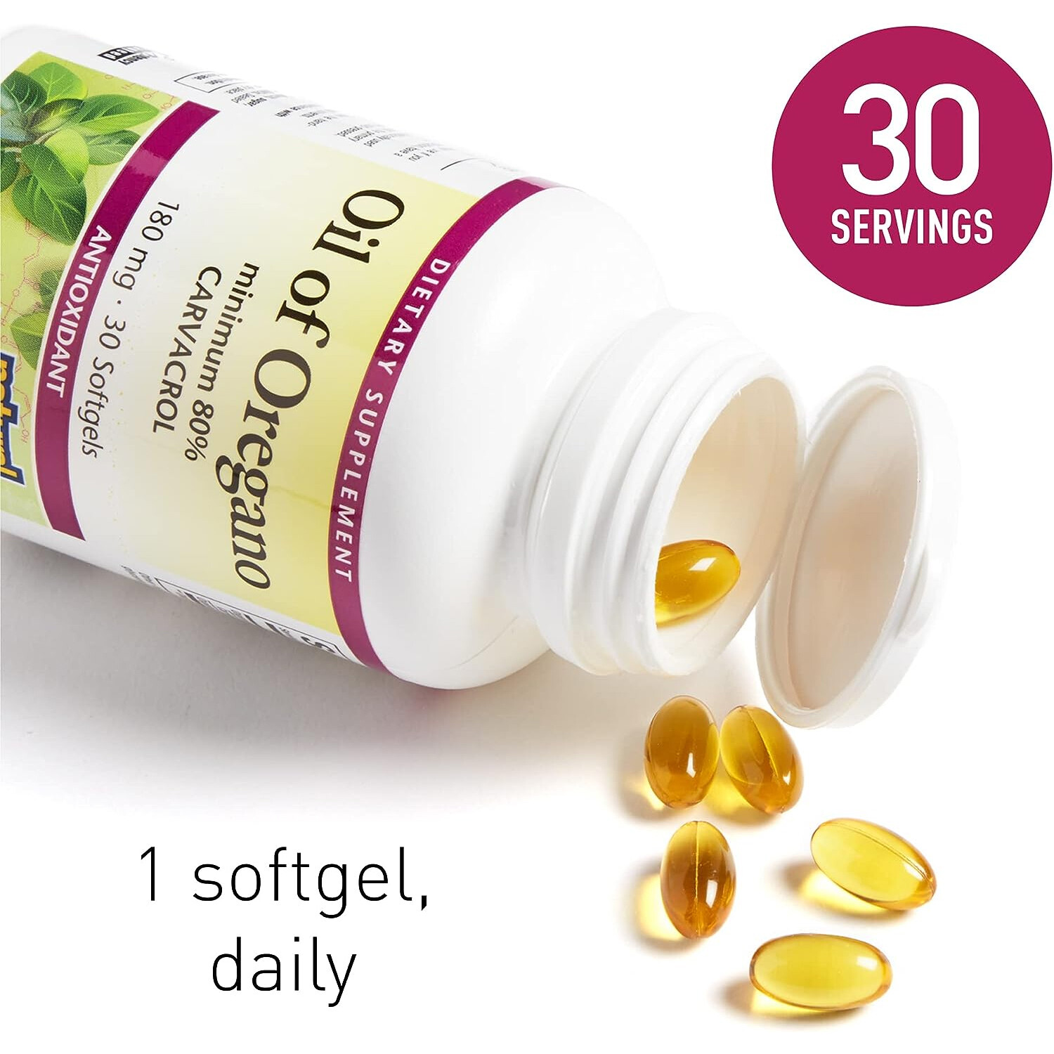 Natural Factors Oil of Oregano Minimum 80% Carvacrol 180mg, 30 Softgels