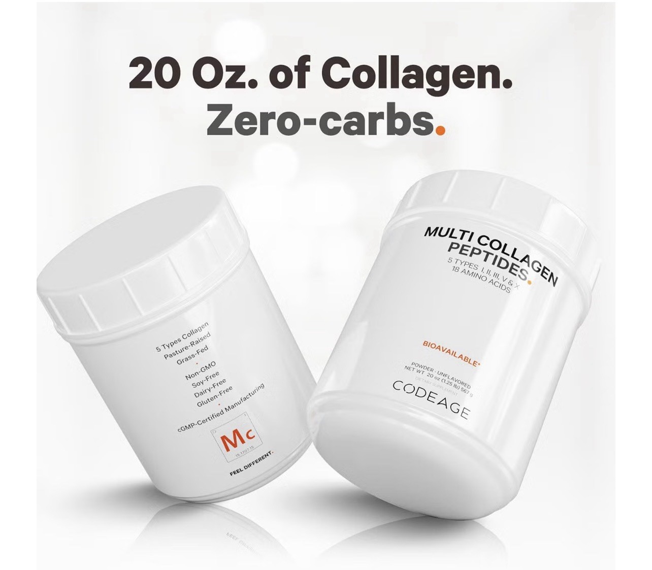 Codeage Multi Collagen Peptides Grass-Fed Non-GMO Keto Unflavored Powder 20oz