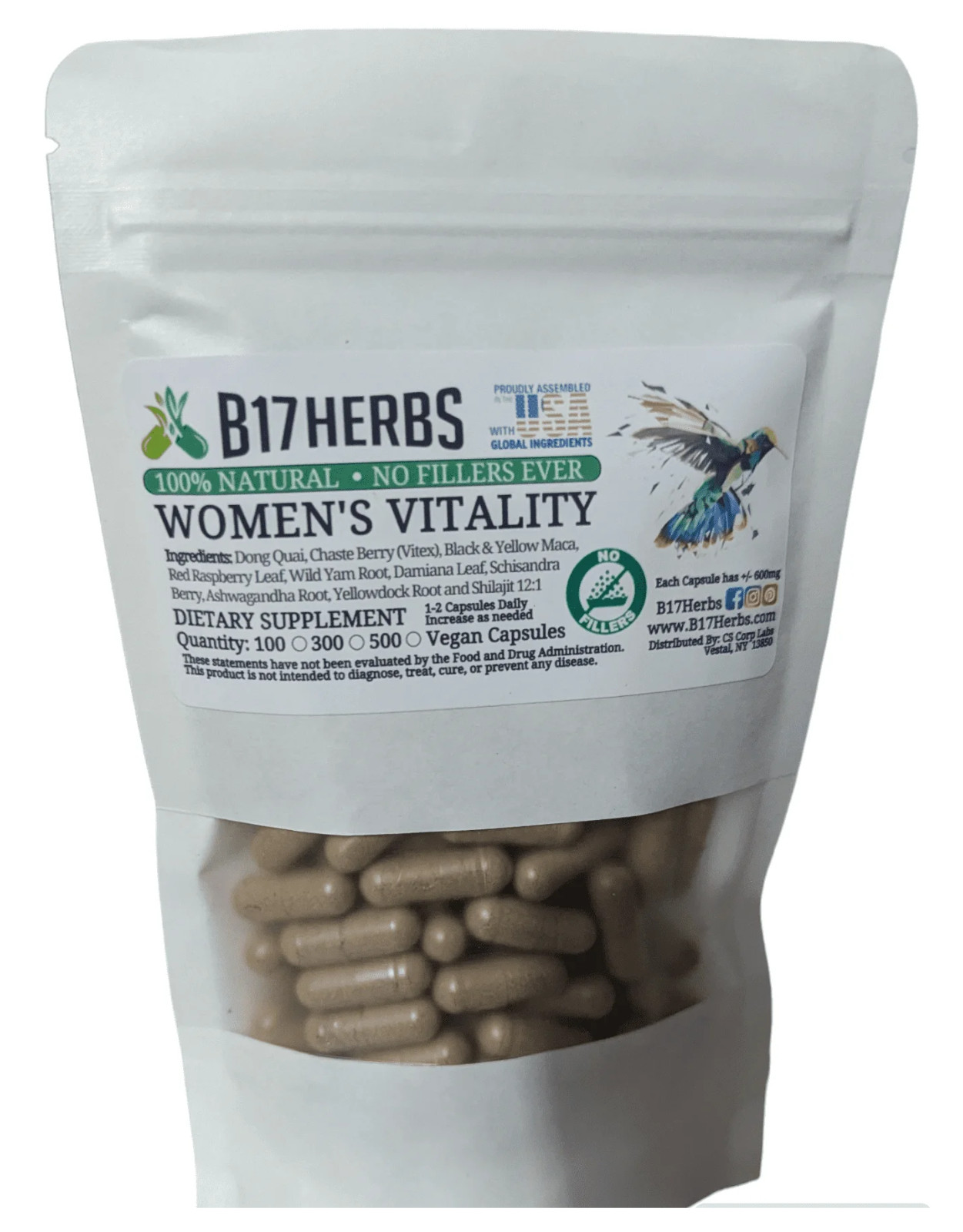Women’s Vitality Blend – Over All Well-Being, Energy, Stamina – 100 veg. Caps.