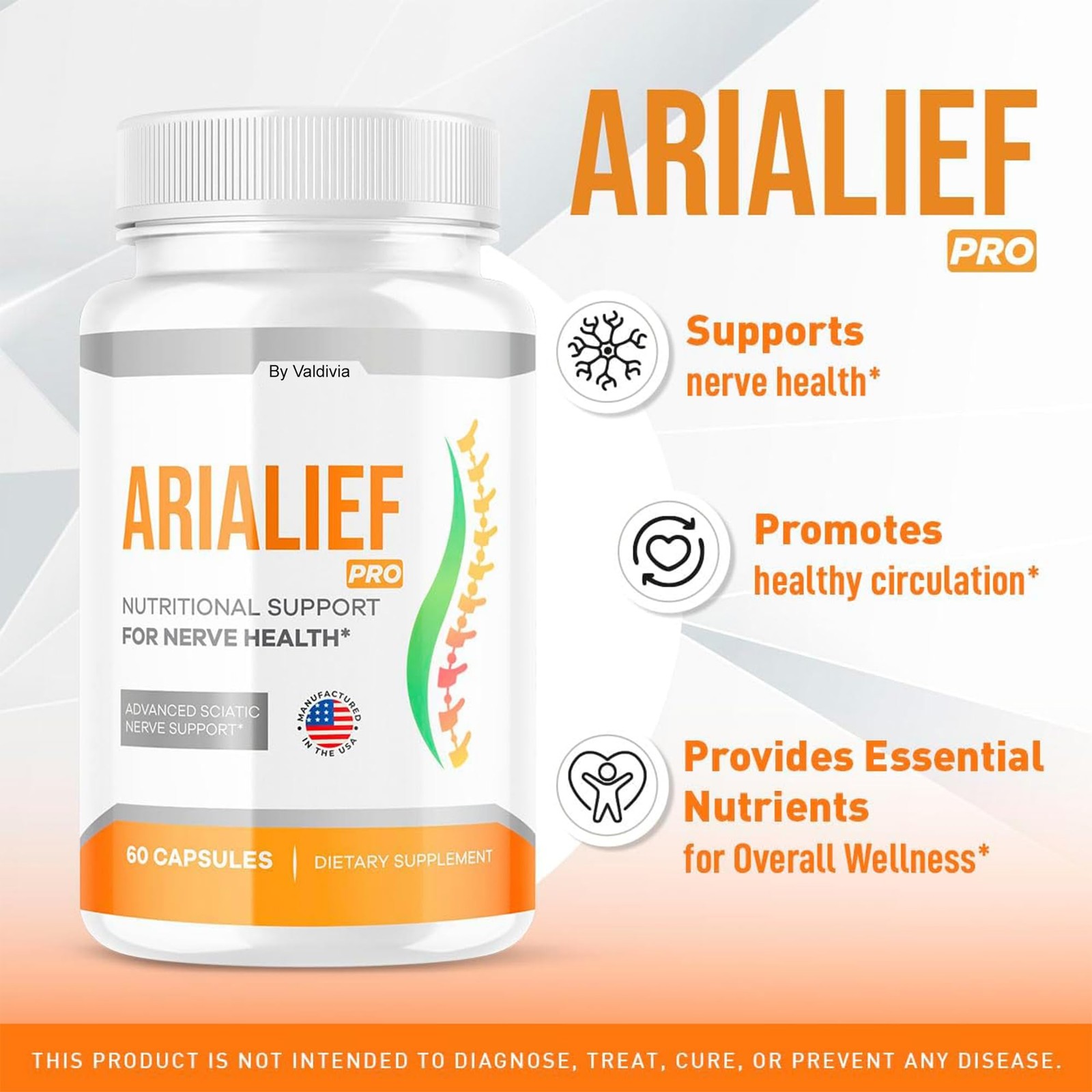Valdivia Arialief 60 Capsules Nerve Support Supplement Made in USA Nerve Health