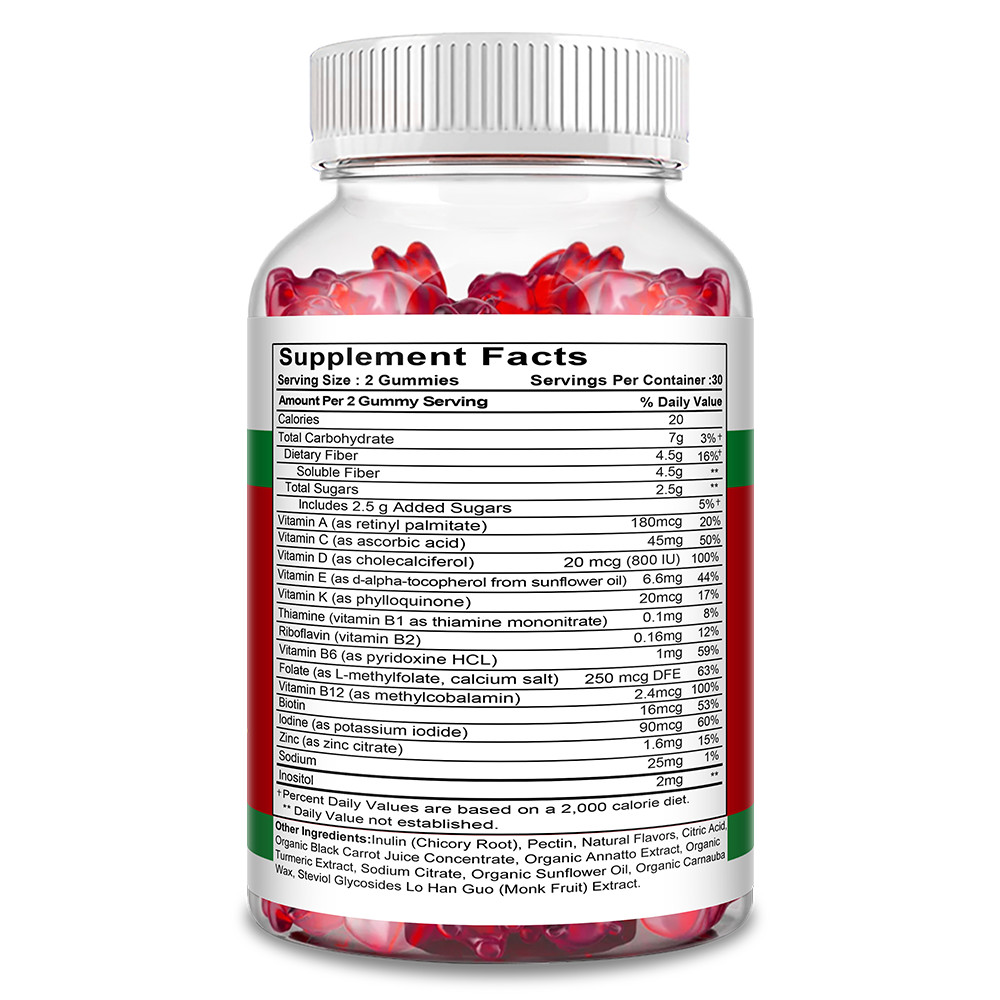 Kids Multi Fiber Supports Digestive Bone Immune System Health 60 Gummy