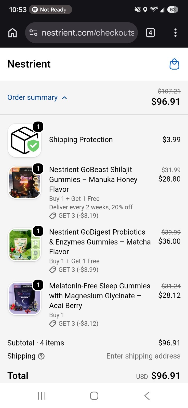 Nestrient GoSleep-GoDigest- GoBeast Vegan Gummies 60ct Each