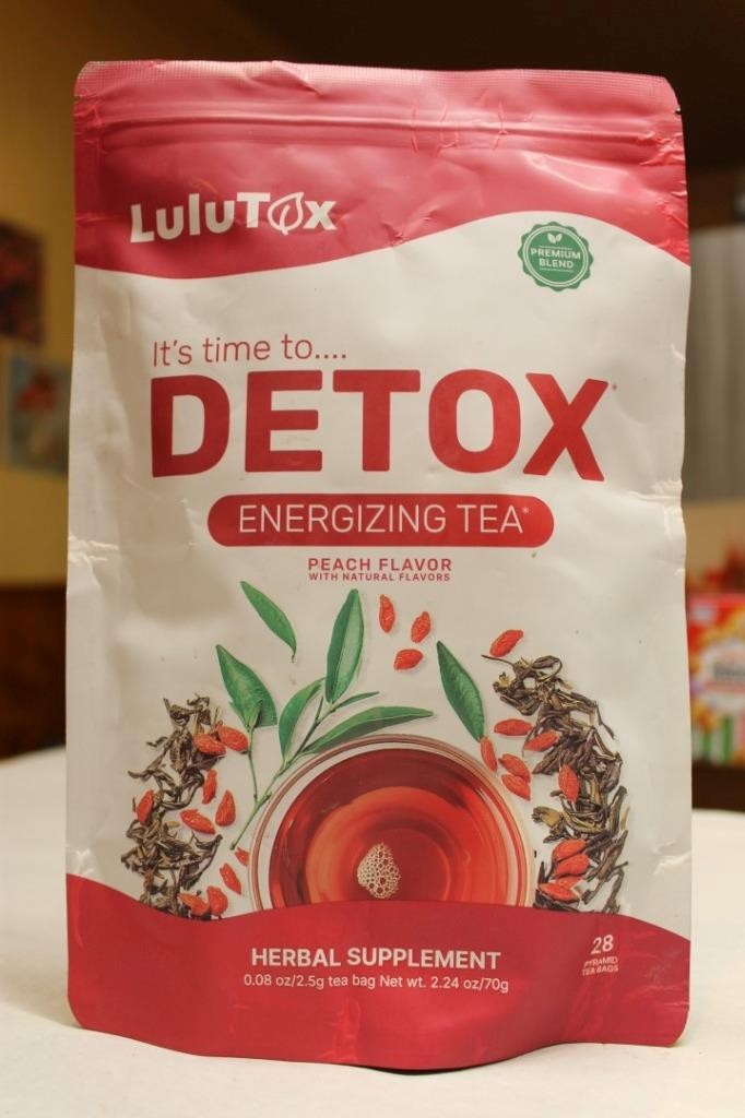Lot of 3 Lulutox Detox Energizing Tea Peach 28 Pyramid Tea Bags 06/2028 NEW ^