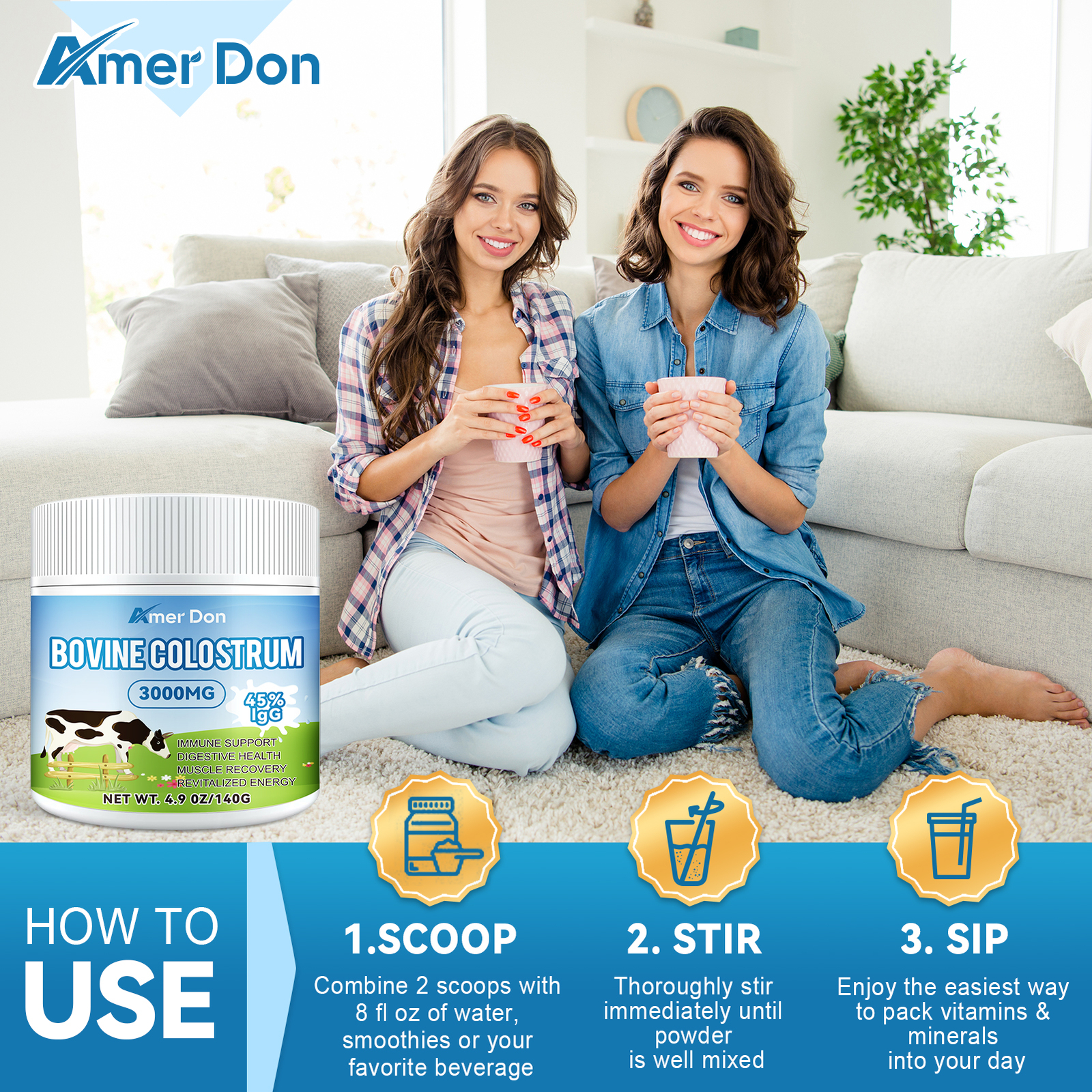 Bovine Colostrum Supplement ,C Lactoferrin,Healthy Immune Response: 45% IgG