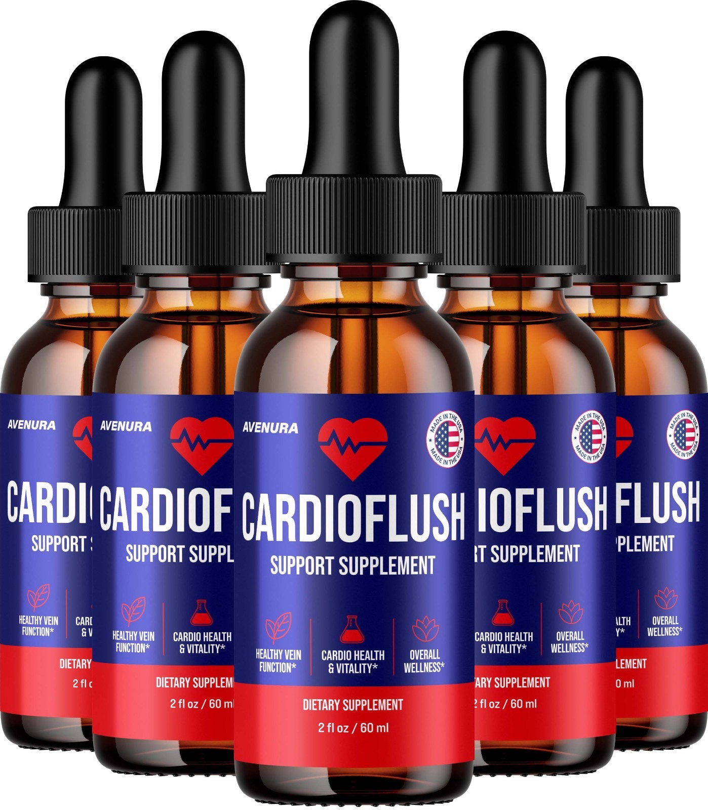 (5 Pack) CardioFlush Liquid Drops – Cardio Flush Extra Strength Natural Blend