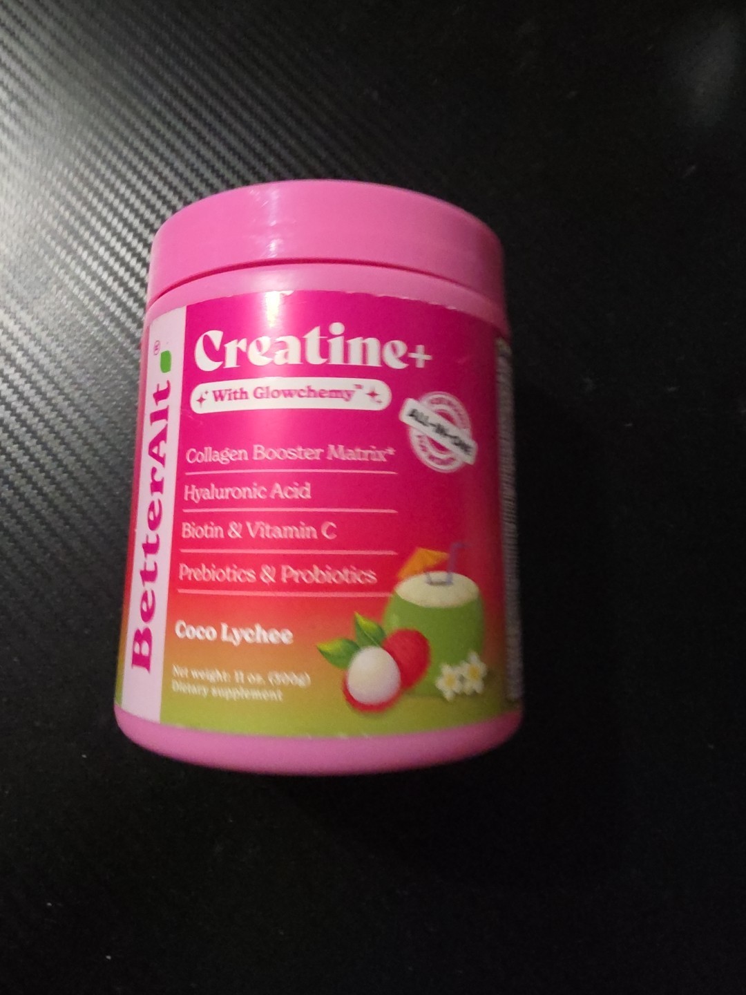 BetterAlt Creatine Collagen Biotin Vitamin C Hyaluronic Coco Lychee Powder 11oz