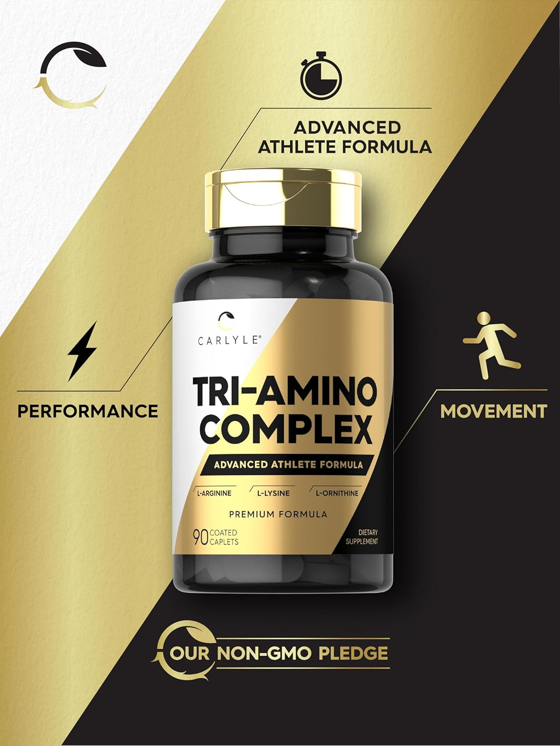 Tri-Amino L-Arginine L-Ornithine L-Lysine Supplement 90 Caplets Vegetarian, Non-