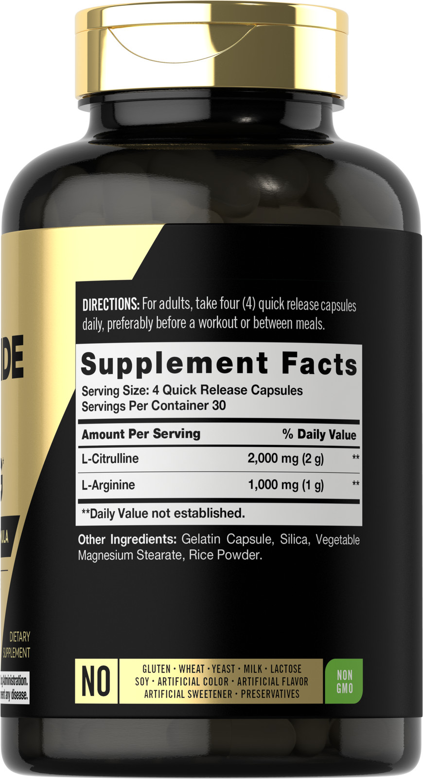 Nitric Oxide Capsules 3000mg | 120 Count | Pre Workout Supplement | by Carlyle