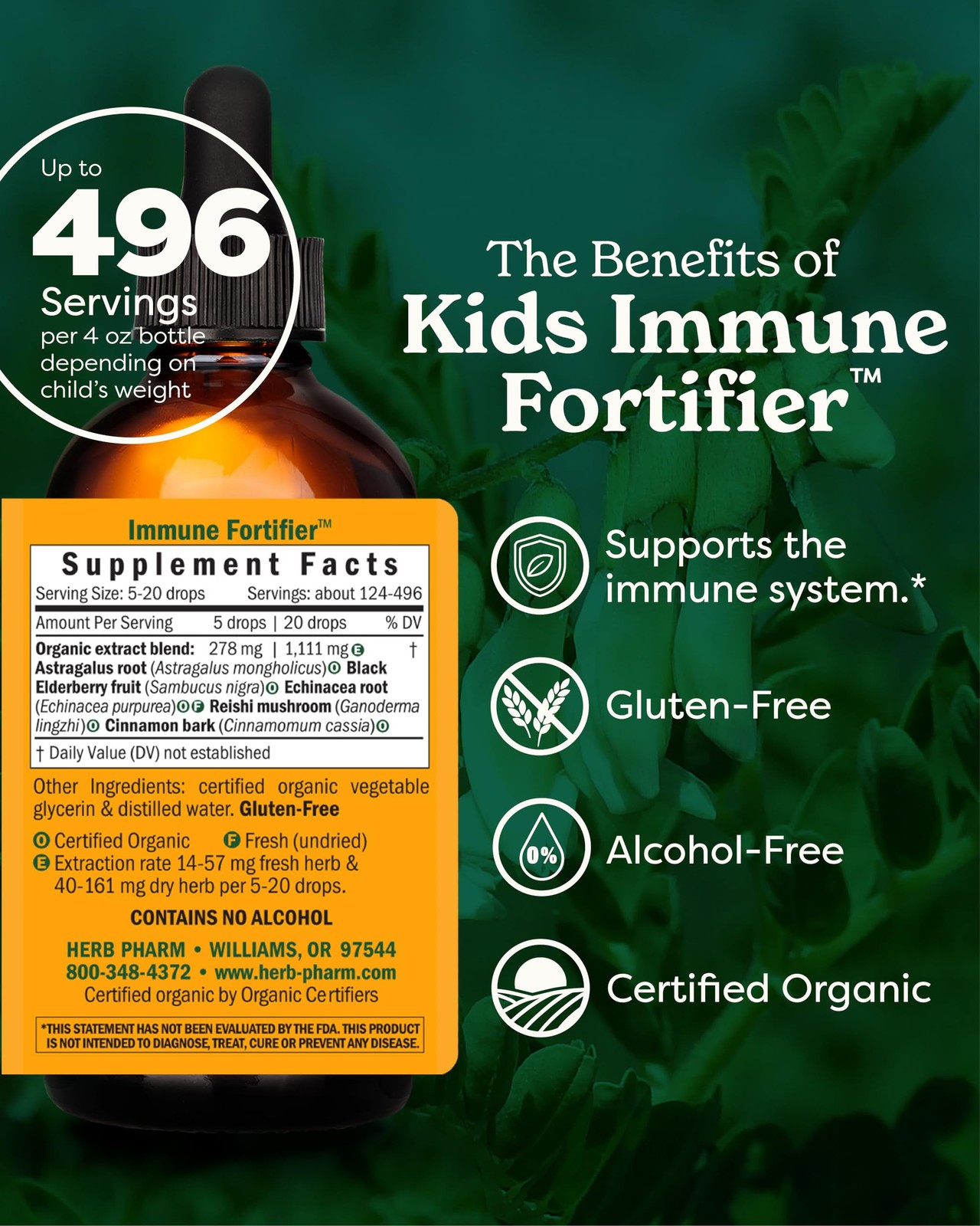 Herb Pharm Kids Immune Fortifier: 4 Fl Oz (Pack of 1), Dark Burgundy